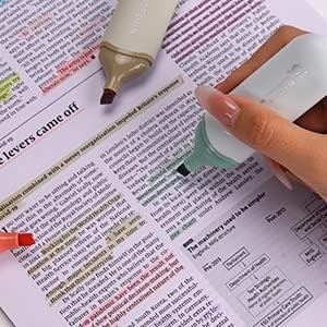image:imageWRITECH Aesthetic Chisel Tip Highlighters Assorted Pastel Colors Cute Marker Pens Soft Tip Multi Colored No Bleed Smear Water Based Bible Highlighter Set for Underline Highlighting Journaling 8ct