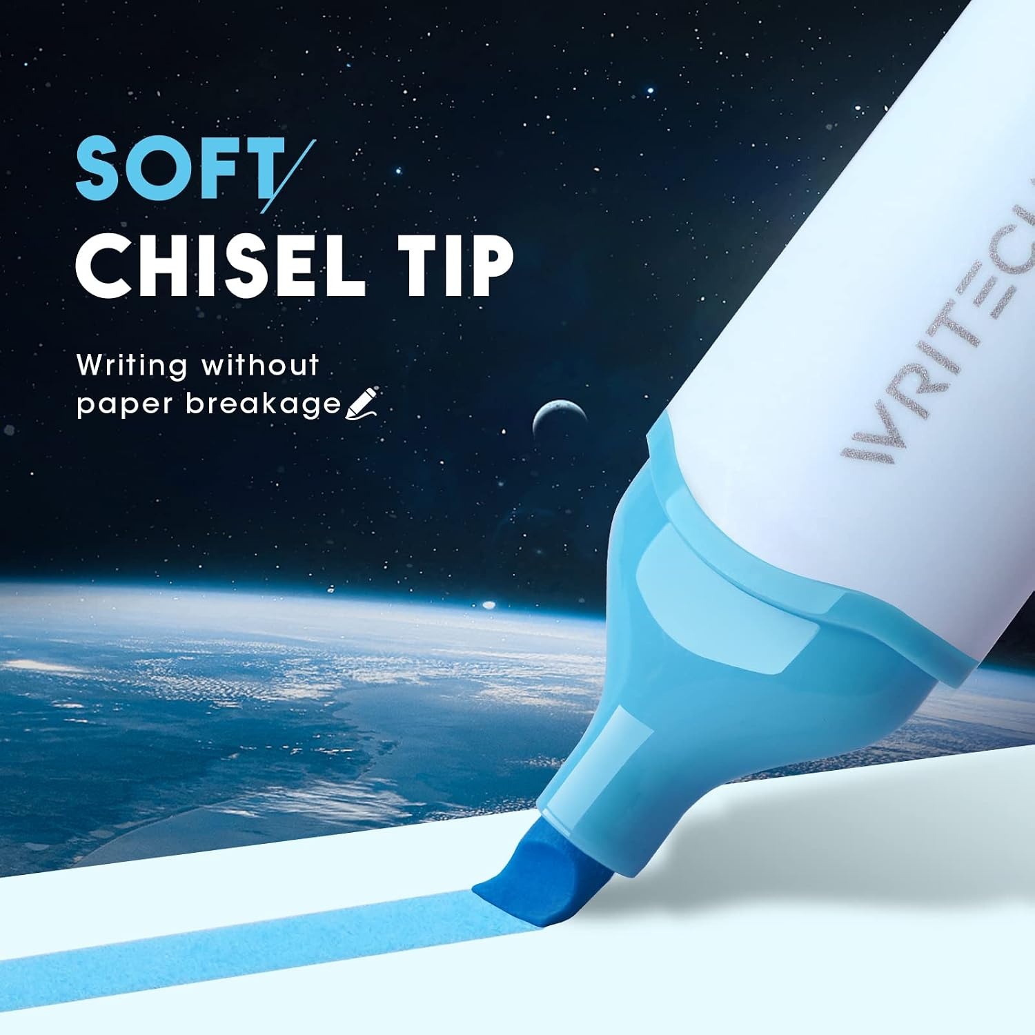 image:imageWRITECH Aesthetic Chisel Tip Highlighters Assorted Pastel Colors Cute Marker Pens Soft Tip Multi Colored No Bleed Smear Water Based Bible Highlighter Set for Underline Highlighting Journaling 8ct