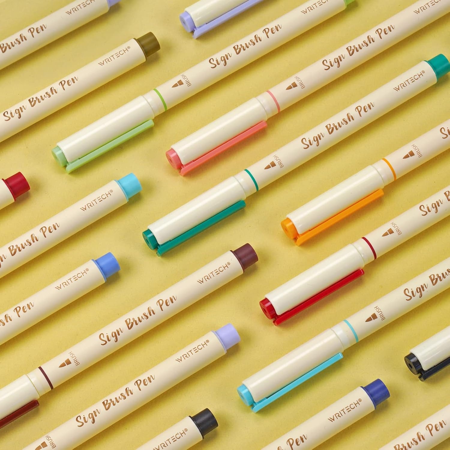 image:imageWRITECH Brush Tip Marker Pens Artist Markers Flexible Tip Water Based 12ct Assorted Colors for Journaling Adult Coloring Hand Lettering Calligraphy Drawing Vibrant ColoredMulticolor
