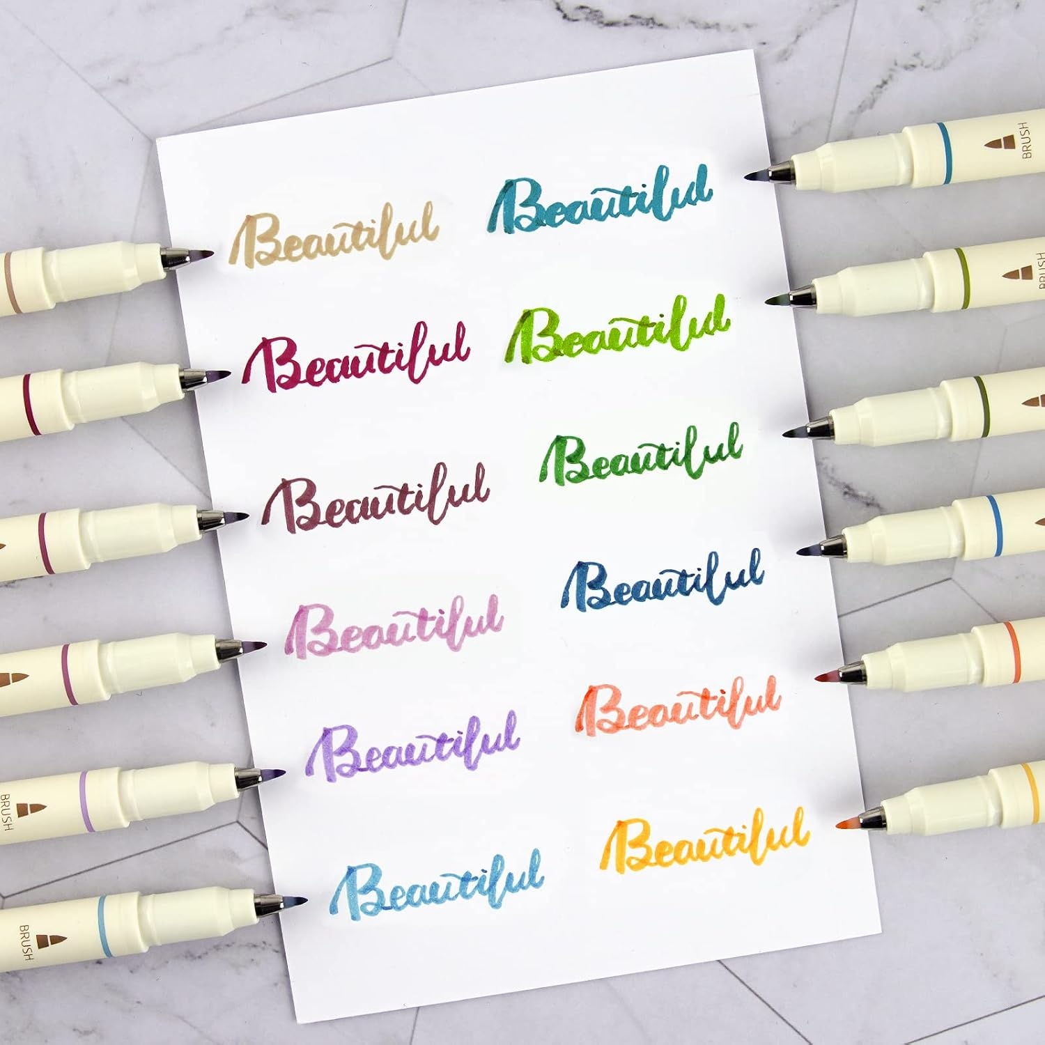 image:imageWRITECH Brush Tip Marker Pens Artist Markers Flexible Tip Water Based 12ct Assorted Colors for Journaling Adult Coloring Hand Lettering Calligraphy Drawing Vibrant ColoredVintage
