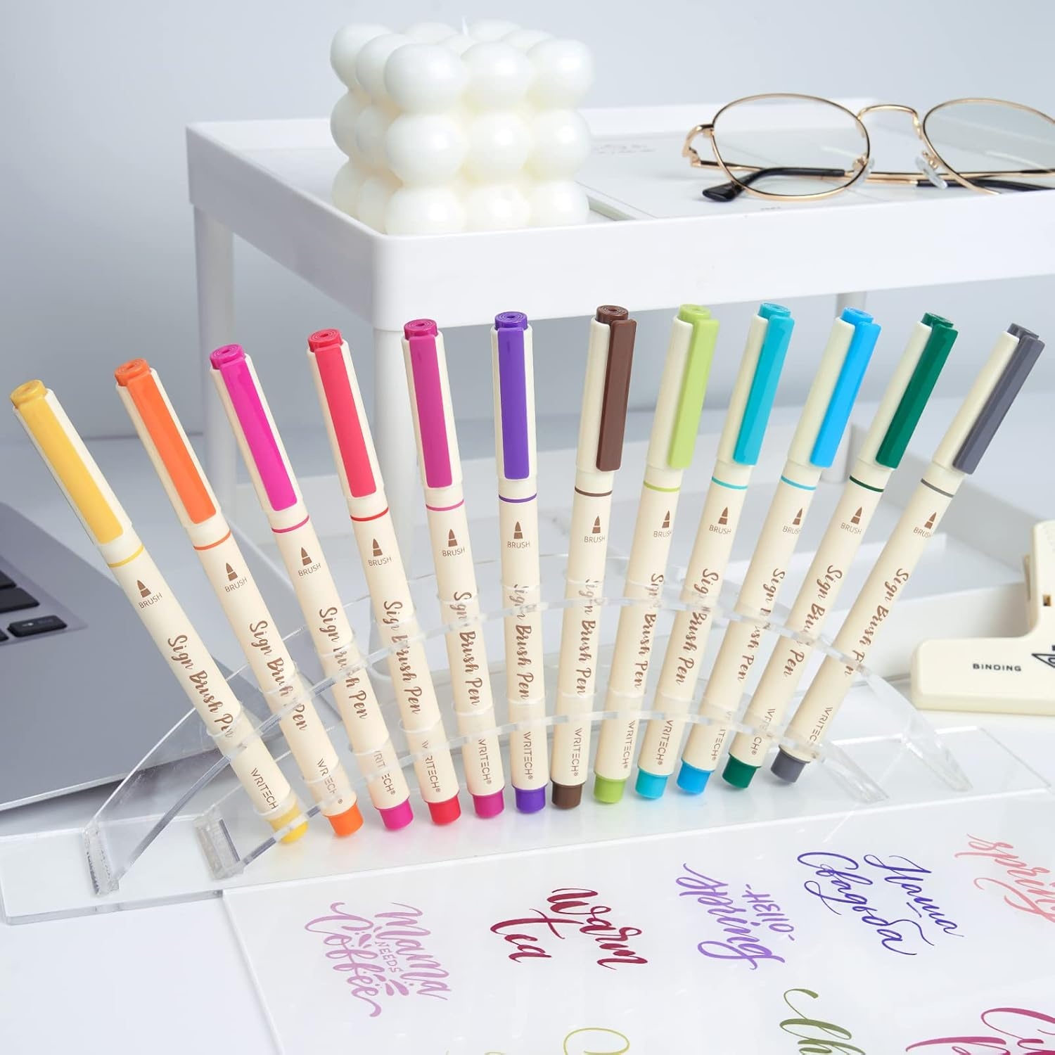 image:imageWRITECH Brush Tip Marker Pens Artist Markers Flexible Tip Water Based 12ct Assorted Colors for Journaling Adult Coloring Hand Lettering Calligraphy Drawing Vibrant ColoredVintage