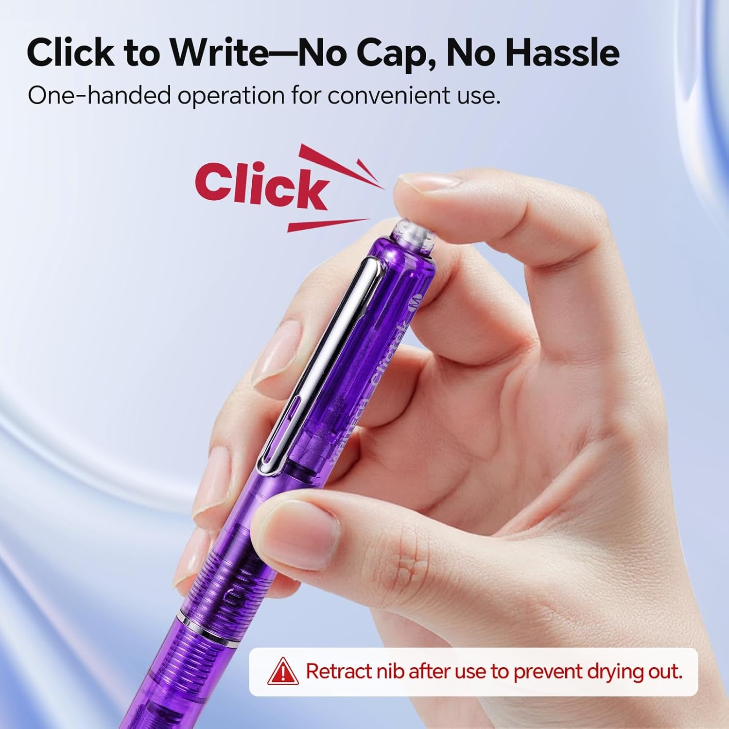 image:imageWRITECH Clictek Fountain Pen Retractable Medium Nib Black Ink Includes 10 Refillable Cartridges No Leaking Smooth Writing Perfect for Office Journaling Beginners Gift