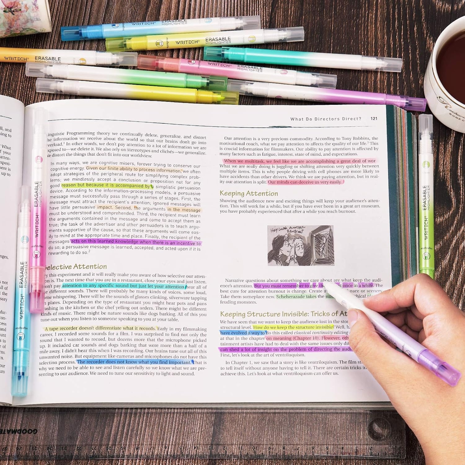 image:imageWRITECH Erasable Highlighters Chisel Tip Smooth Writing No Bleed Double Head Highlighter for Highlighting and Marking Assorted Colors 12 Count12