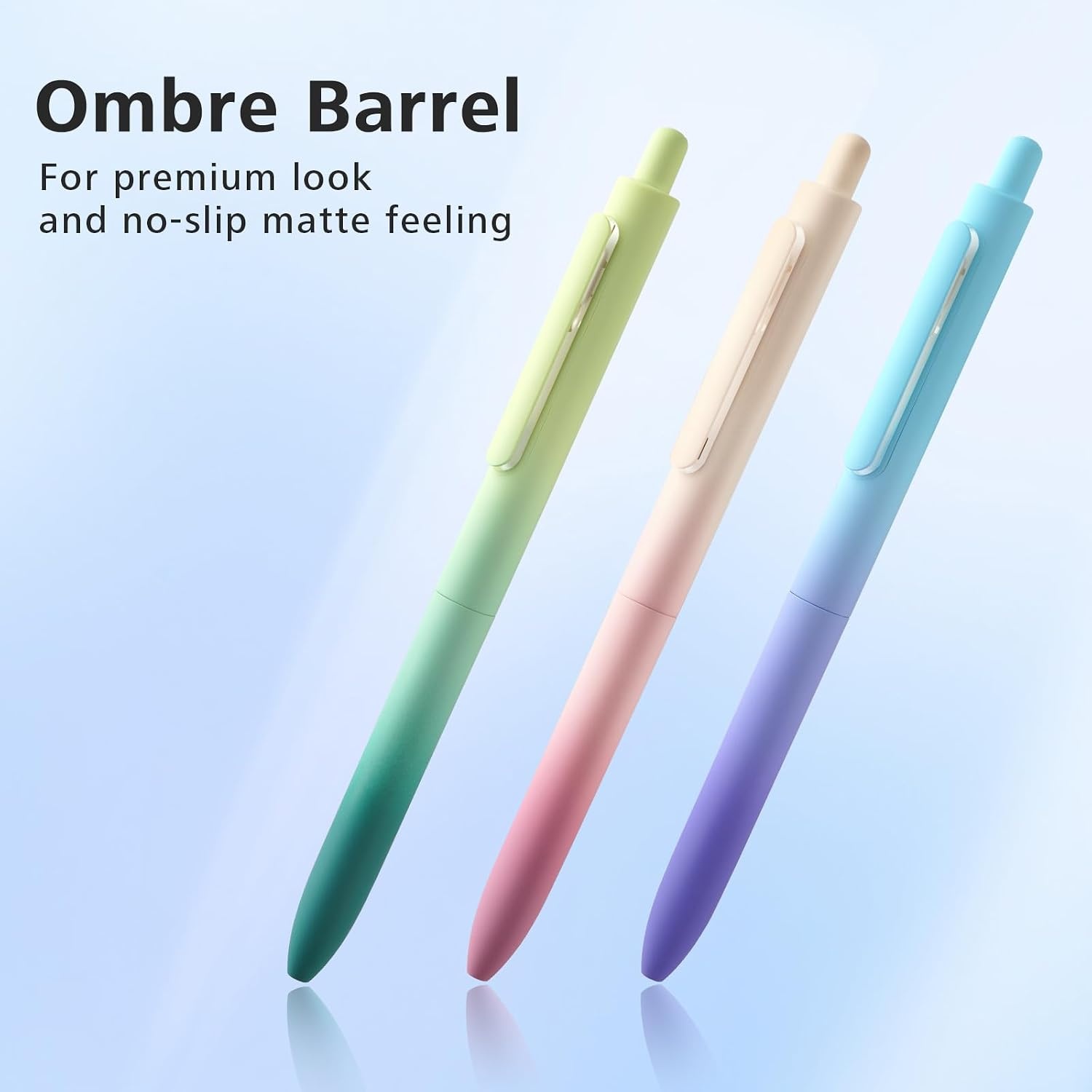 image:imageWRITECH Fine Point Gel Pens 05mm Retractable Black Ink 6ct Smooth Writing No Bleed with Aesthetic Gradient Color Pen Barrel for Journaling Note Taking Sketching
