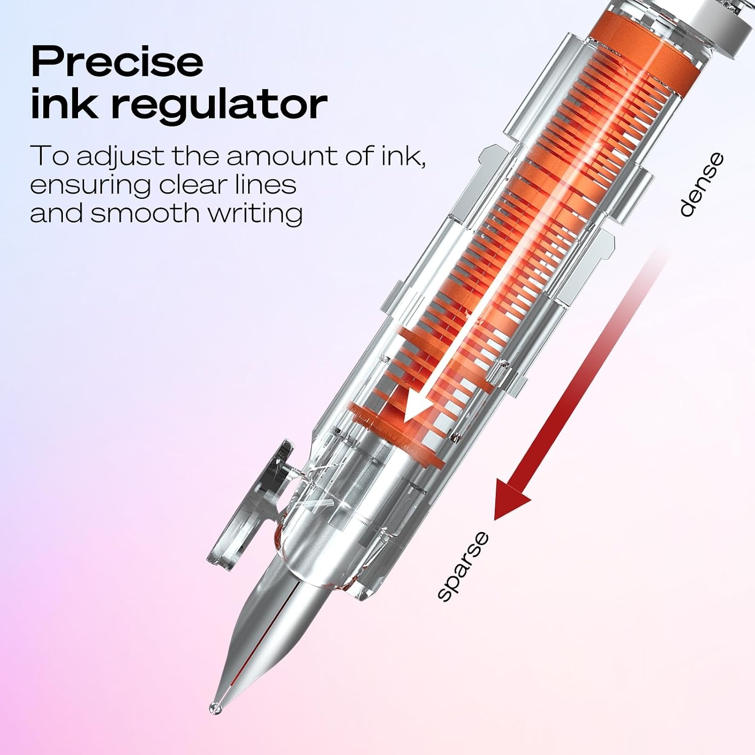 image:imageWRITECH Fountain Pen Fine Nib Retractable Black Ink Pens Set Includes 5 Ink Cartridges Smooth Writing for Calligraphy Sketching Journaling Gift PurpleSoft Pink Pen
