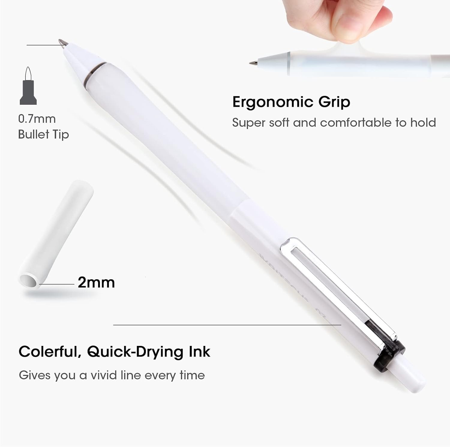 image:imageWRITECH Gel Ink Retractable Pens Assorted Colors Ink 07mm Medium Point Pen Set Smooth Writing Multi Colored No Bleed Pens Bulk for Journaling 8ctMulticolor
