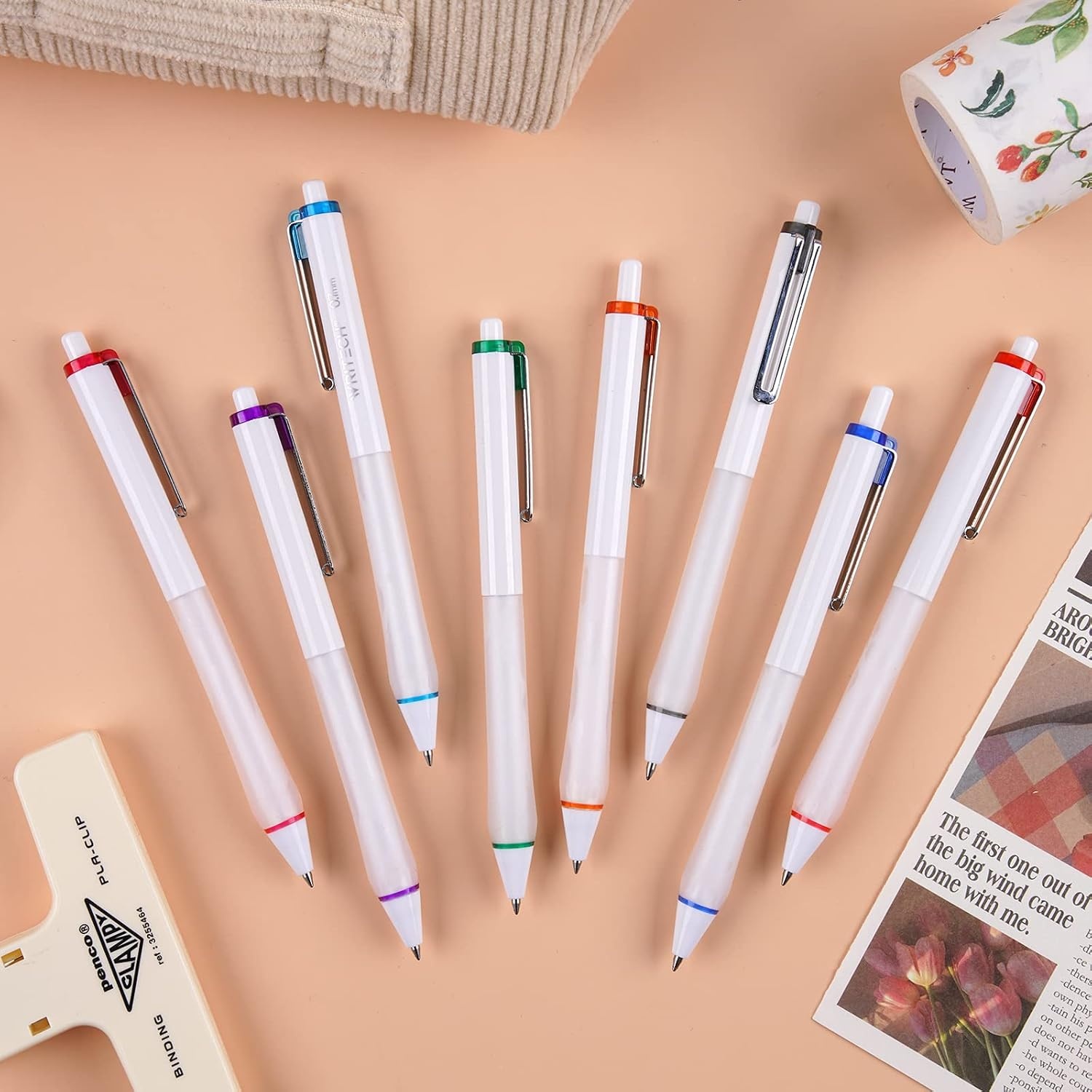 image:imageWRITECH Gel Ink Retractable Pens Assorted Colors Ink 07mm Medium Point Pen Set Smooth Writing Multi Colored No Bleed Pens Bulk for Journaling 8ctMulticolor