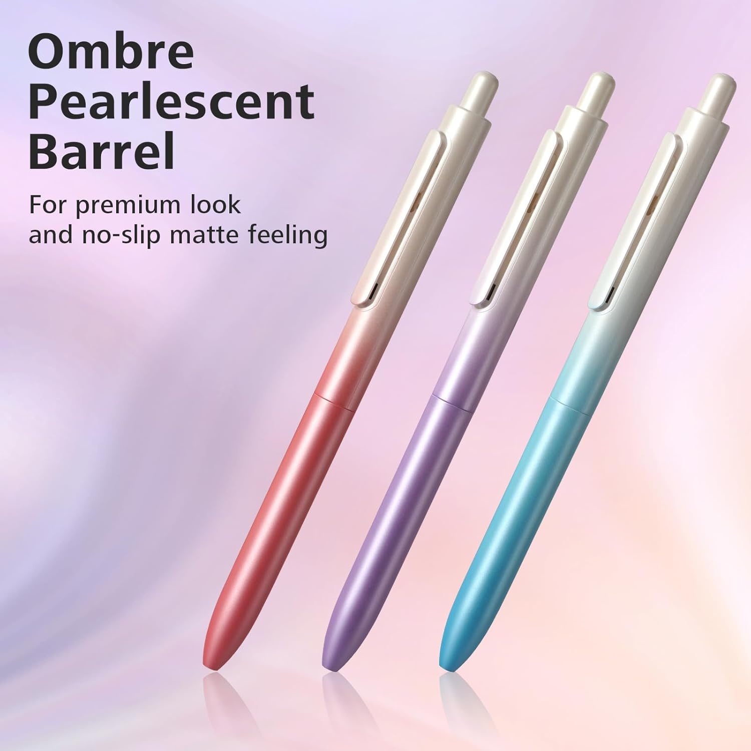 image:imageWRITECH Gel Pens Assorted Colors 05mm Fine Point Retractable Multi Colored Ink 6ct Smooth Writing No Bleed with Aesthetic Gradient Color Pen Barrel for Journaling Coloring Drawing
