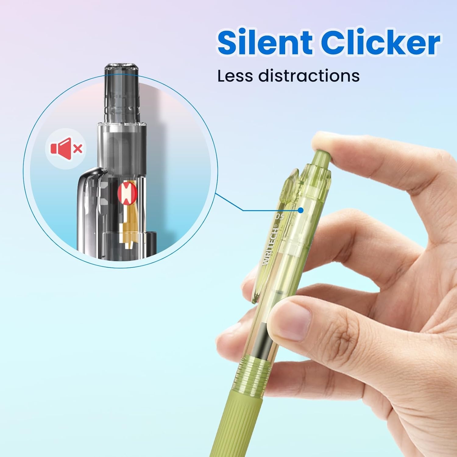 image:imageWRITECH Gel Pens Fine Point 05mm Multicolor Ink Retractable 8ct Smooth Writing No Smear for Journaling Drawing Note Taking Silent Click Assorted Colored Pen Set 8ct Juice colorMulticolor