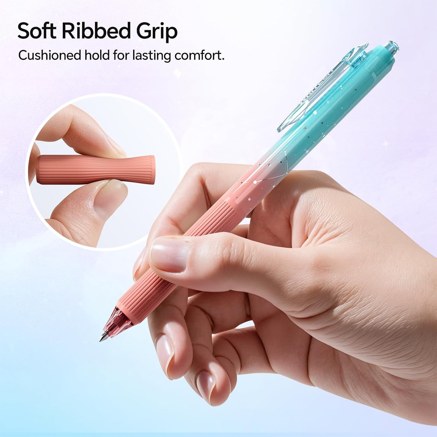 image:imageWRITECH Gel Pens Fine Point 05mm Multicolor Ink Retractable 8ct Smooth Writing No Smear for Journaling Drawing Note Taking Silent Click Assorted Colored Pen Set 8ct Juice colorBlack 4