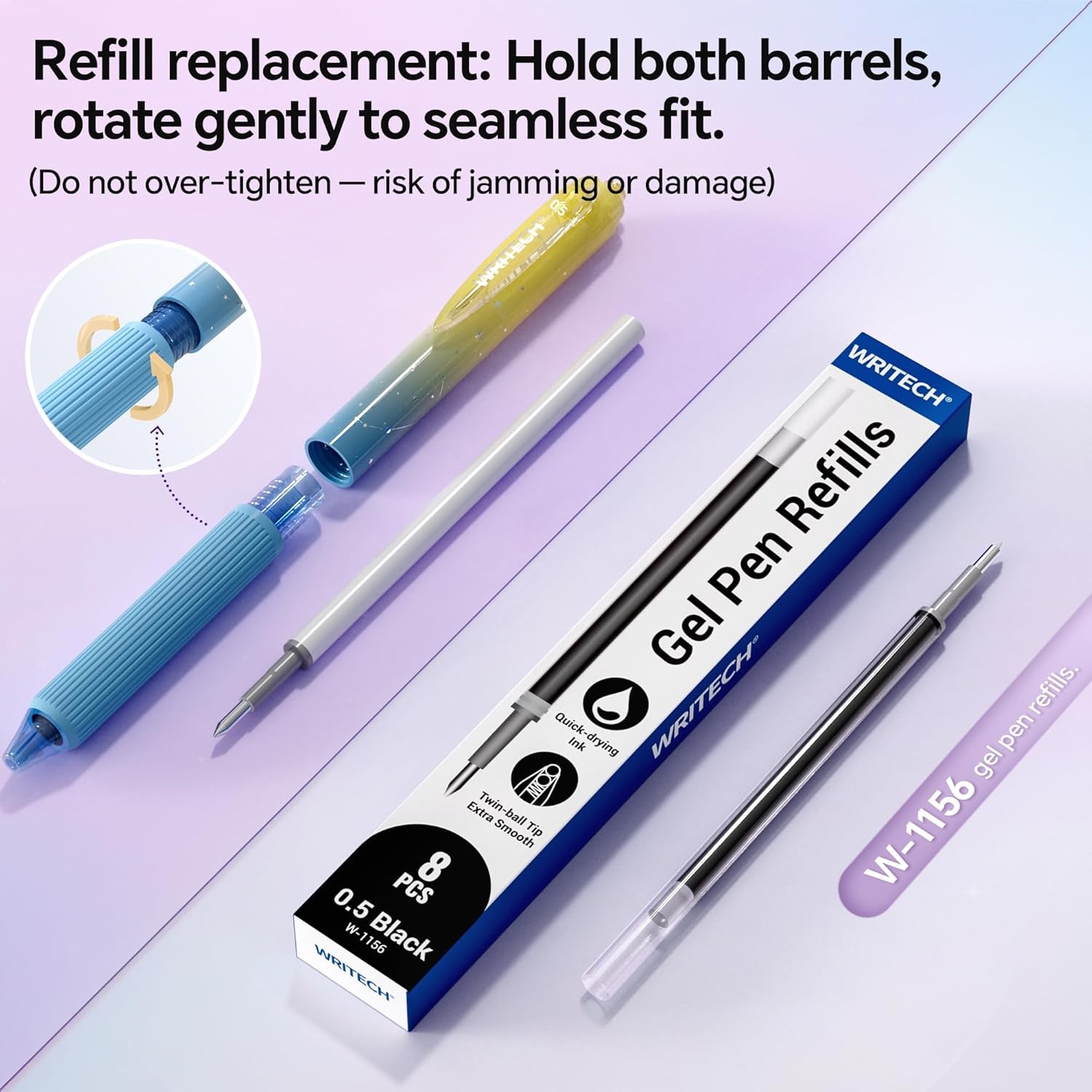 image:imageWRITECH Gel Pens Fine Point 05mm Multicolor Ink Retractable 8ct Smooth Writing No Smear for Journaling Drawing Note Taking Silent Click Assorted Colored Pen Set 8ct Juice colorMulticolor1