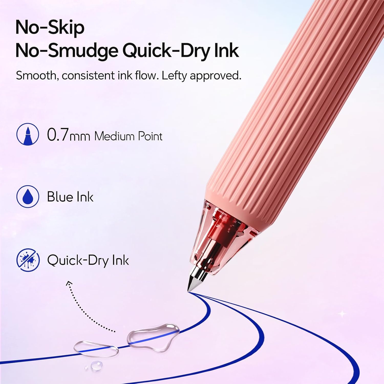 image:imageWRITECH Gel Pens Fine Point 05mm Multicolor Ink Retractable 8ct Smooth Writing No Smear for Journaling Drawing Note Taking Silent Click Assorted Colored Pen Set 8ct Juice colorBlue