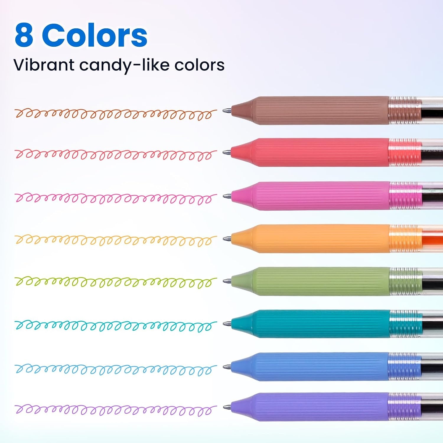 image:imageWRITECH Gel Pens Fine Point 05mm Multicolor Ink Retractable 8ct Smooth Writing No Smear for Journaling Drawing Note Taking Silent Click Assorted Colored Pen Set 8ct Juice colorMulticolor