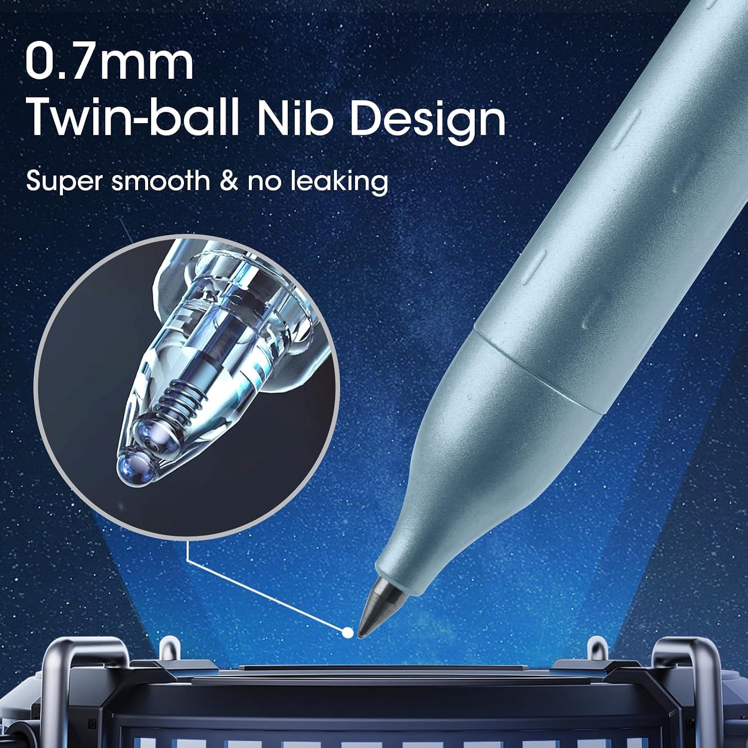 image:imageWRITECH Gel Pens Fine Point Premium Metal Barrel Retractable 07mm Black Ink Pen 2ct with 2 Refills No Smear amp Bleed Quick Dry Smooth Writing Silent Click Luxury UpGelBlue Pink