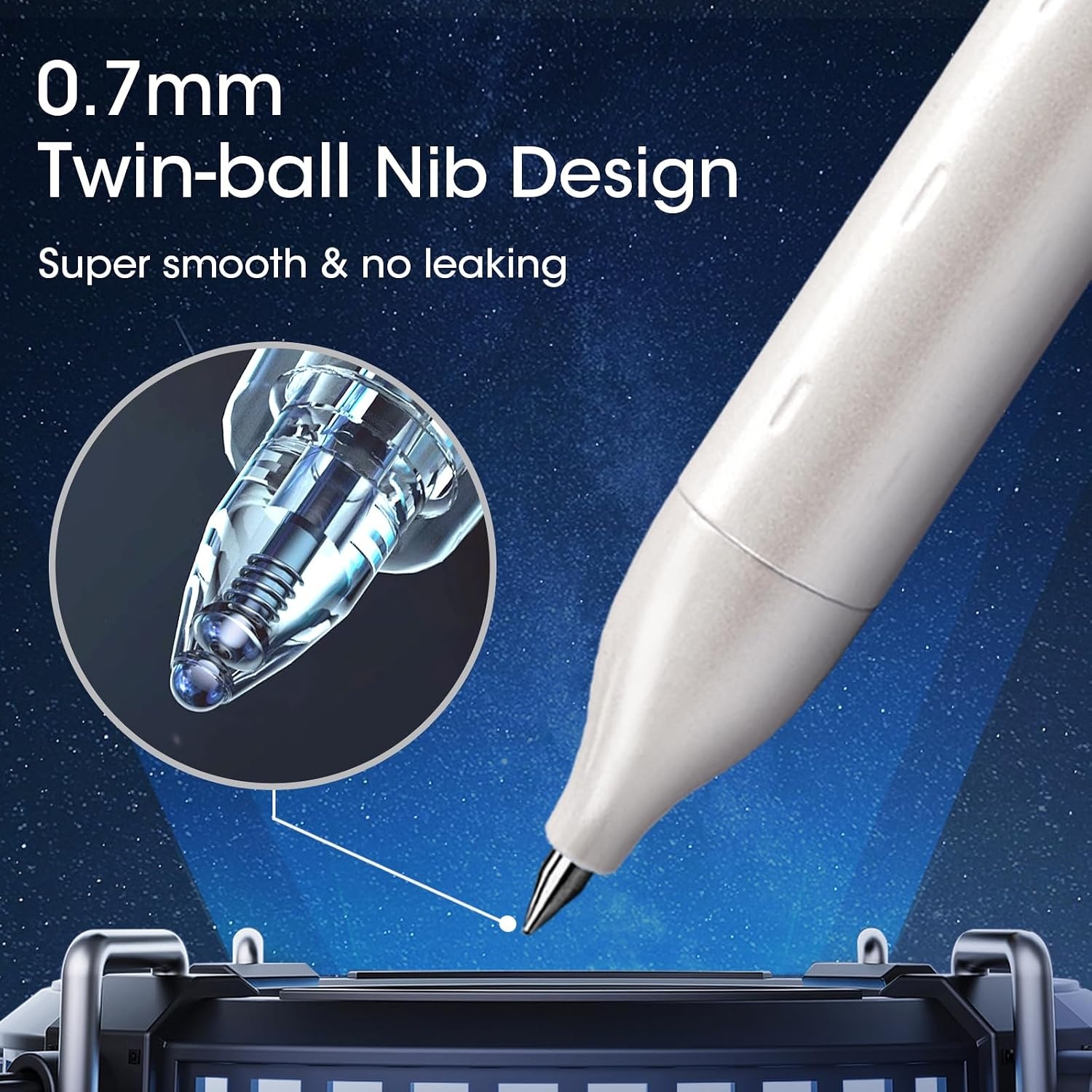image:imageWRITECH Gel Pens Fine Point Premium Metal Barrel Retractable 07mm Black Ink Pen 2ct with 2 Refills No Smear amp Bleed Quick Dry Smooth Writing Silent Click Luxury UpGelBlack White