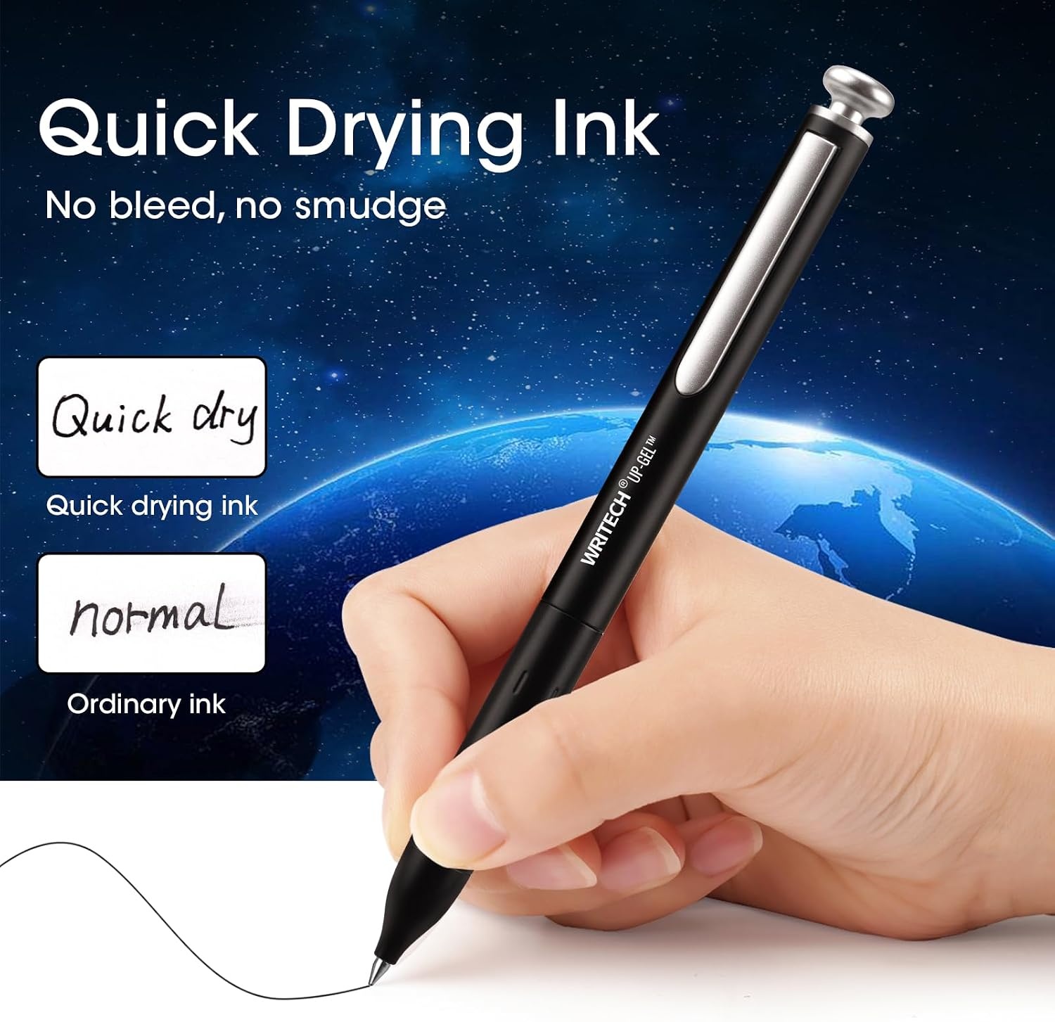 image:imageWRITECH Gel Pens Fine Point Premium Metal Barrel Retractable 07mm Black Ink Pen 2ct with 2 Refills No Smear amp Bleed Quick Dry Smooth Writing Silent Click Luxury UpGelBlack White