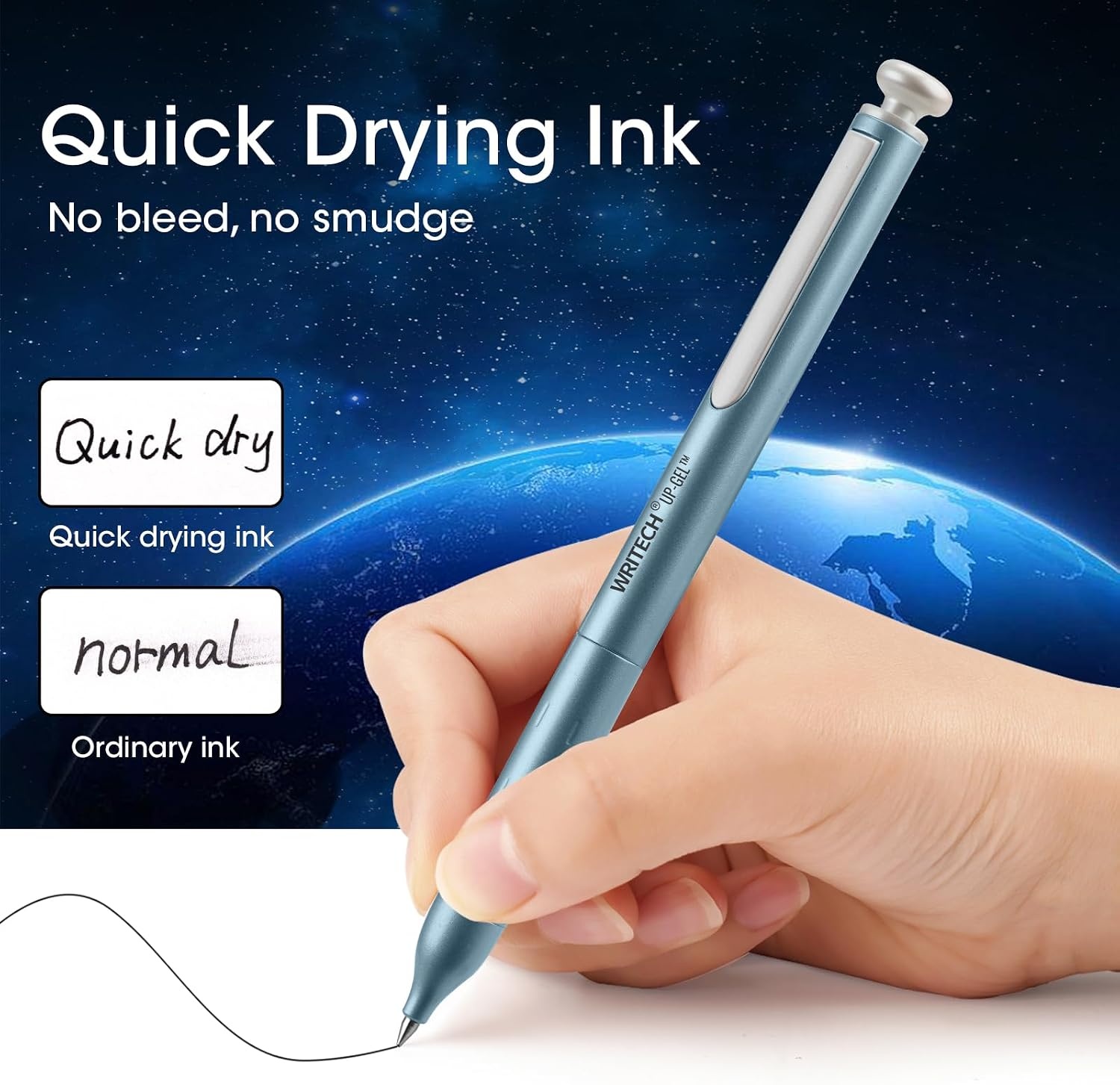 image:imageWRITECH Gel Pens Fine Point Premium Metal Barrel Retractable 07mm Black Ink Pen 2ct with 2 Refills No Smear amp Bleed Quick Dry Smooth Writing Silent Click Luxury UpGelBlue Pink