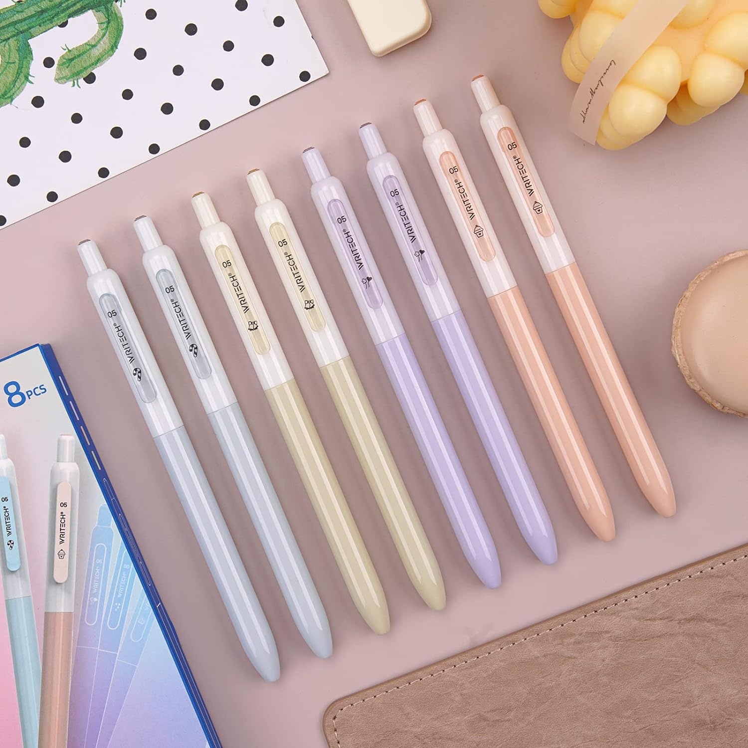 image:imageWRITECH Gel Pens Fine Point Retractable 05mm Blue Ink Silent Click Extra Fine No Smear Smudge Smooth Writing Pen 8ct Bullet Tip Non Bleed for JournalingBlack8ct