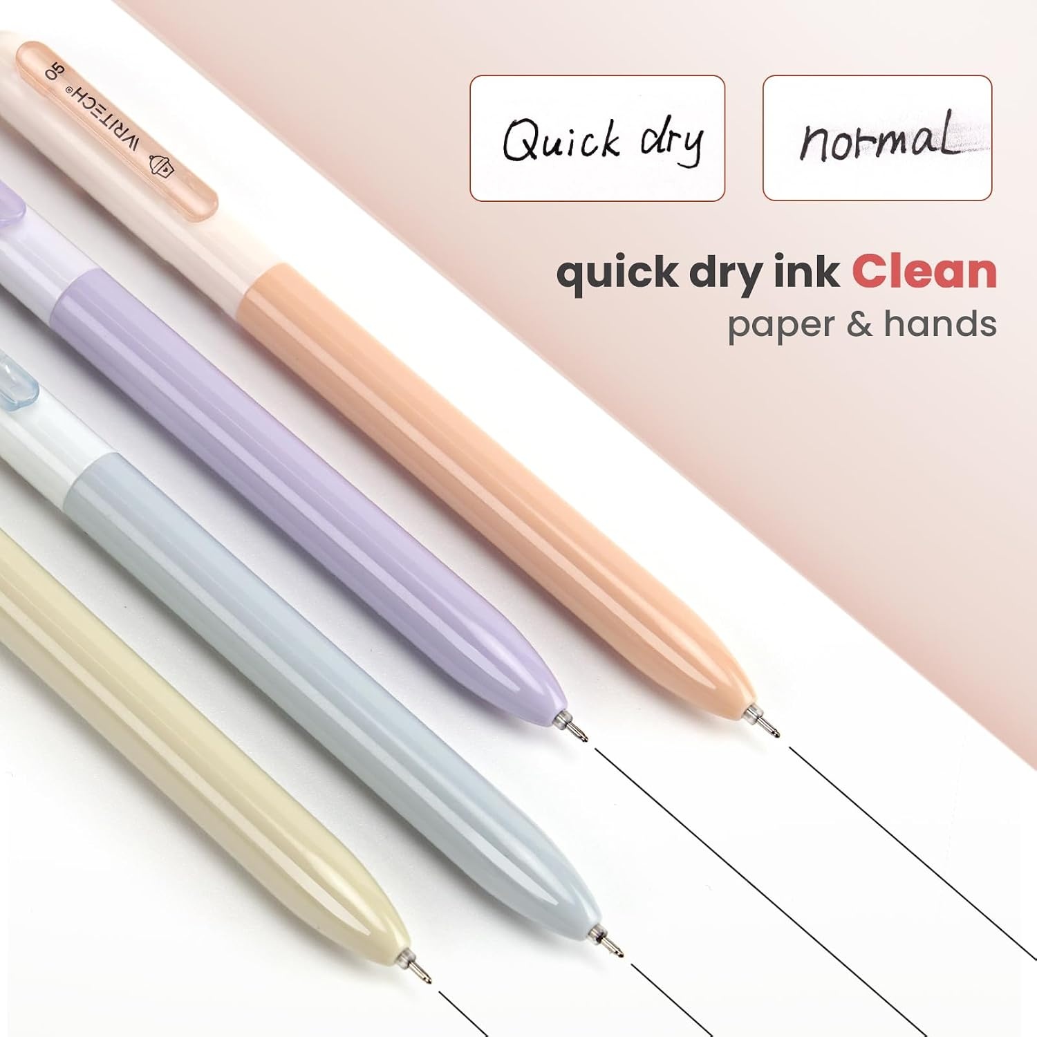 image:imageWRITECH Gel Pens Fine Point Retractable 05mm Blue Ink Silent Click Extra Fine No Smear Smudge Smooth Writing Pen 8ct Bullet Tip Non Bleed for JournalingBlack4ct