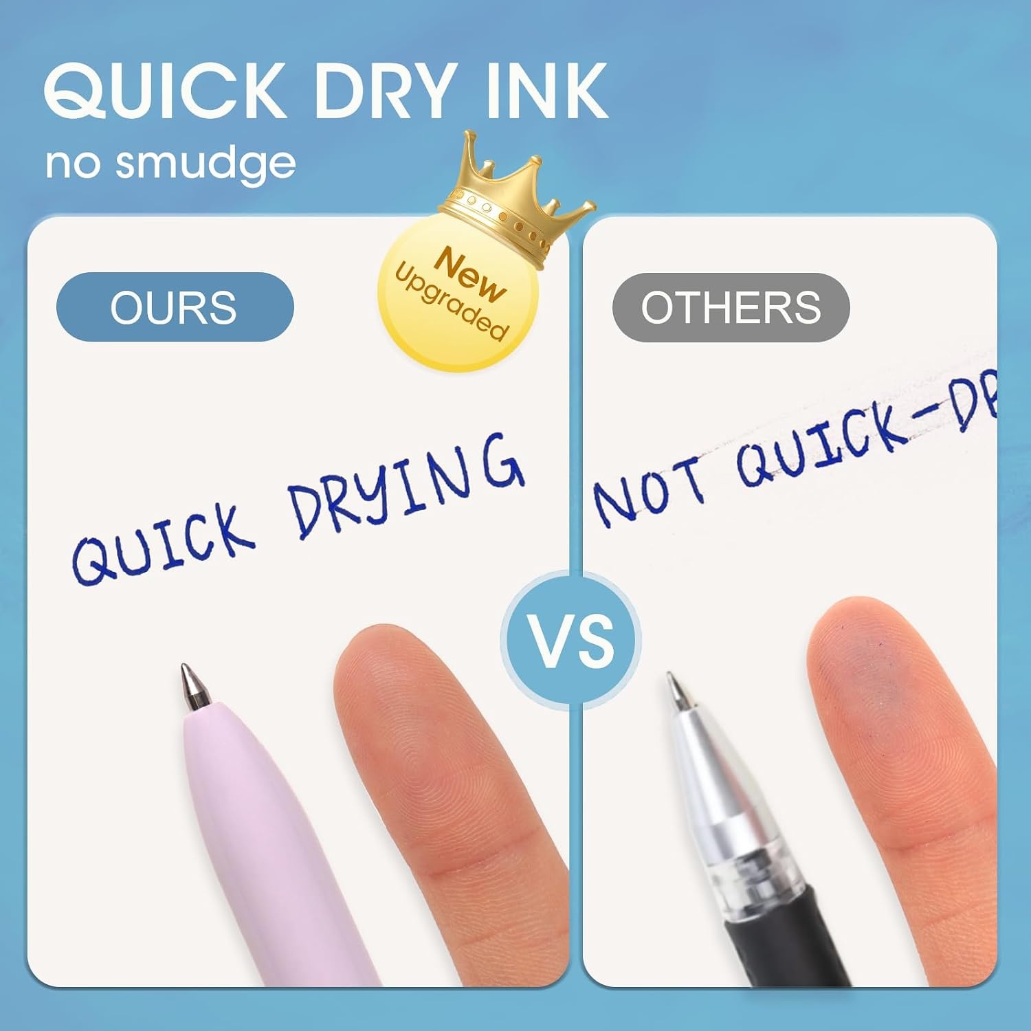 image:imageWRITECH Gel Pens Fine Point Retractable 05mm Blue Ink Silent Click Extra Fine No Smear Smudge Smooth Writing Pen 8ct Bullet Tip Non Bleed for JournalingBlue