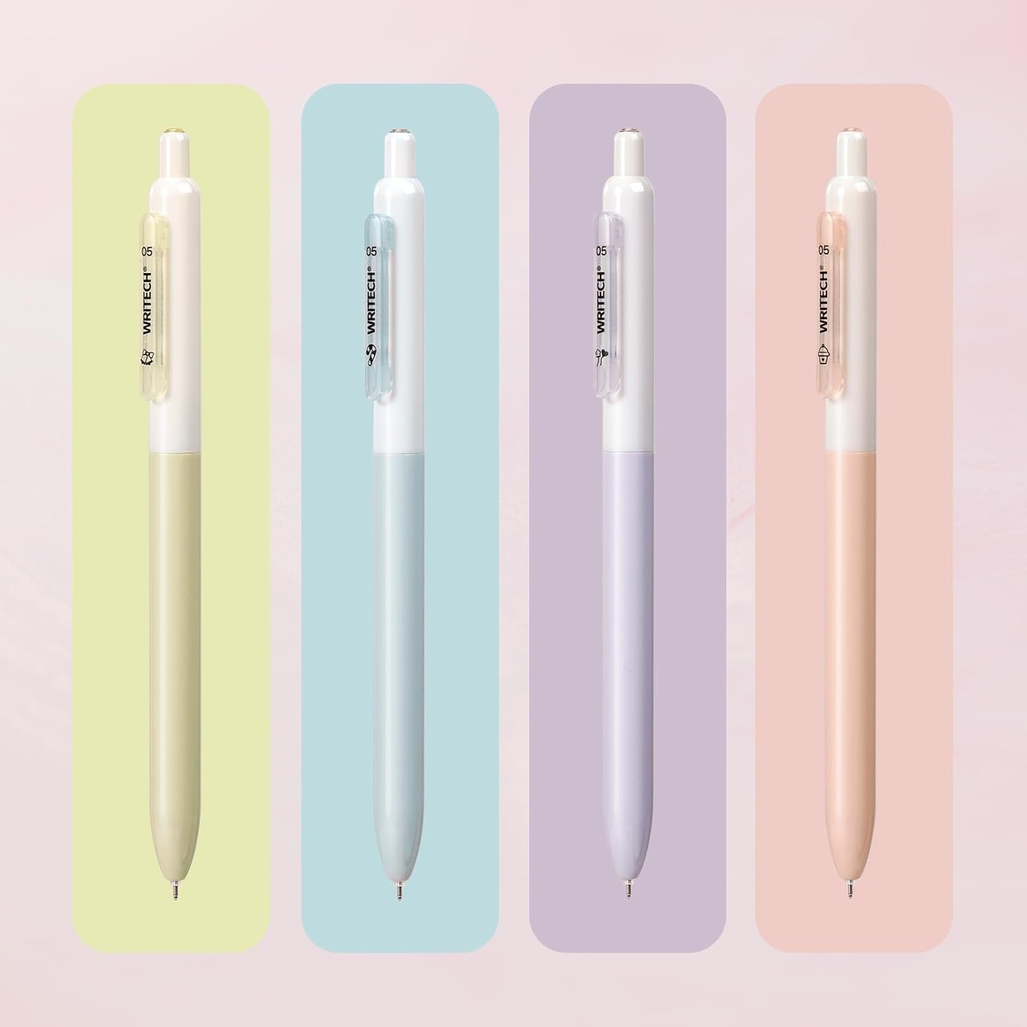 image:imageWRITECH Gel Pens Fine Point Retractable 05mm Blue Ink Silent Click Extra Fine No Smear Smudge Smooth Writing Pen 8ct Bullet Tip Non Bleed for JournalingBlack4ct