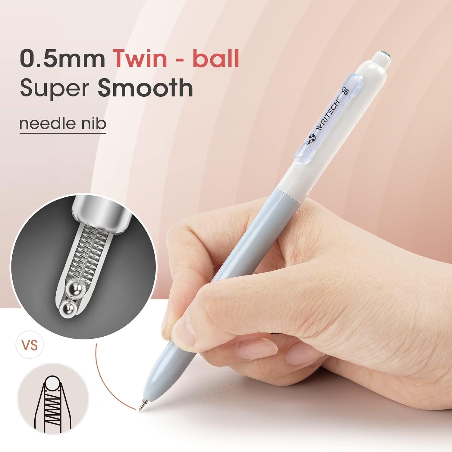 image:imageWRITECH Gel Pens Fine Point Retractable 05mm Blue Ink Silent Click Extra Fine No Smear Smudge Smooth Writing Pen 8ct Bullet Tip Non Bleed for JournalingBlack8ct