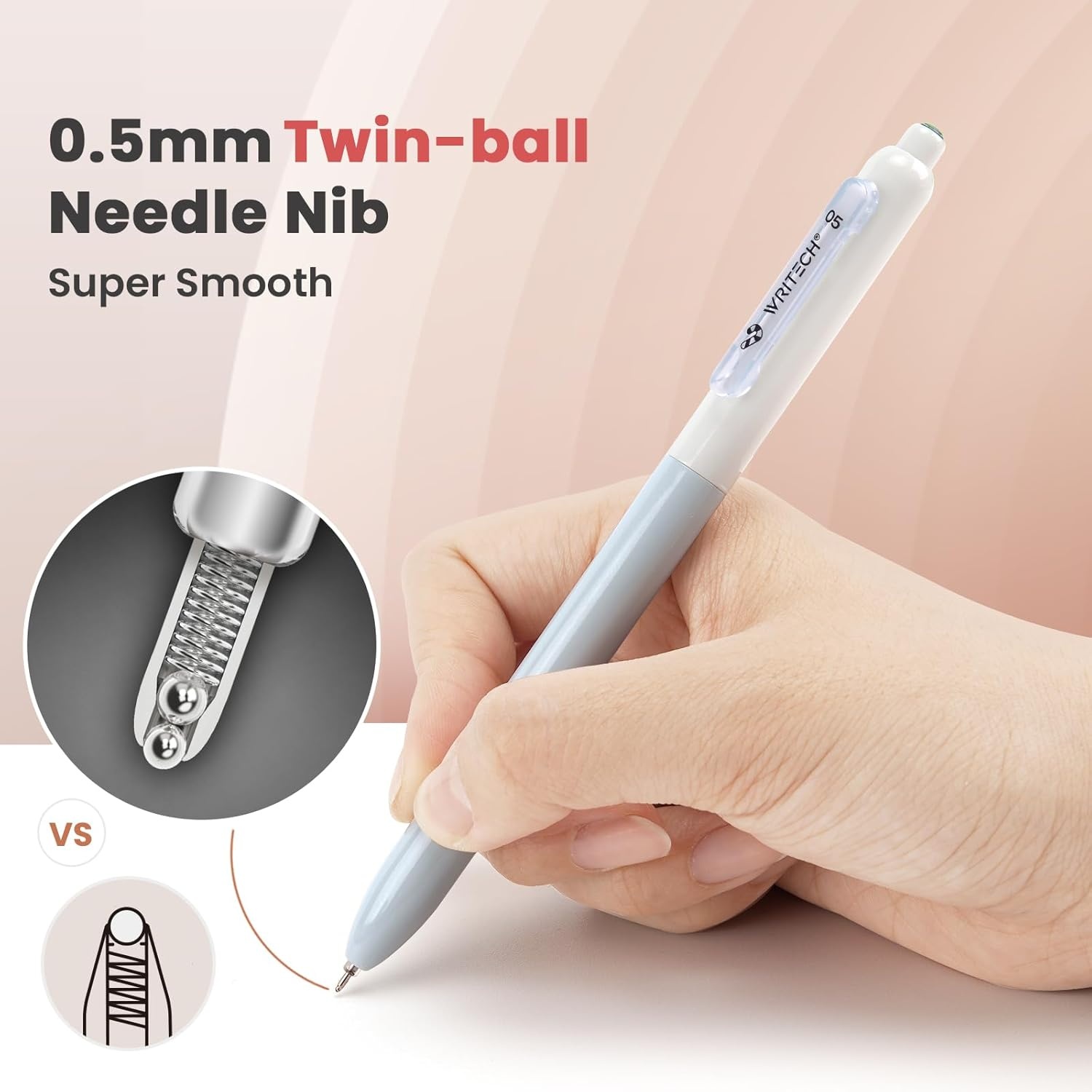 image:imageWRITECH Gel Pens Fine Point Retractable 05mm Blue Ink Silent Click Extra Fine No Smear Smudge Smooth Writing Pen 8ct Bullet Tip Non Bleed for JournalingBlack4ct