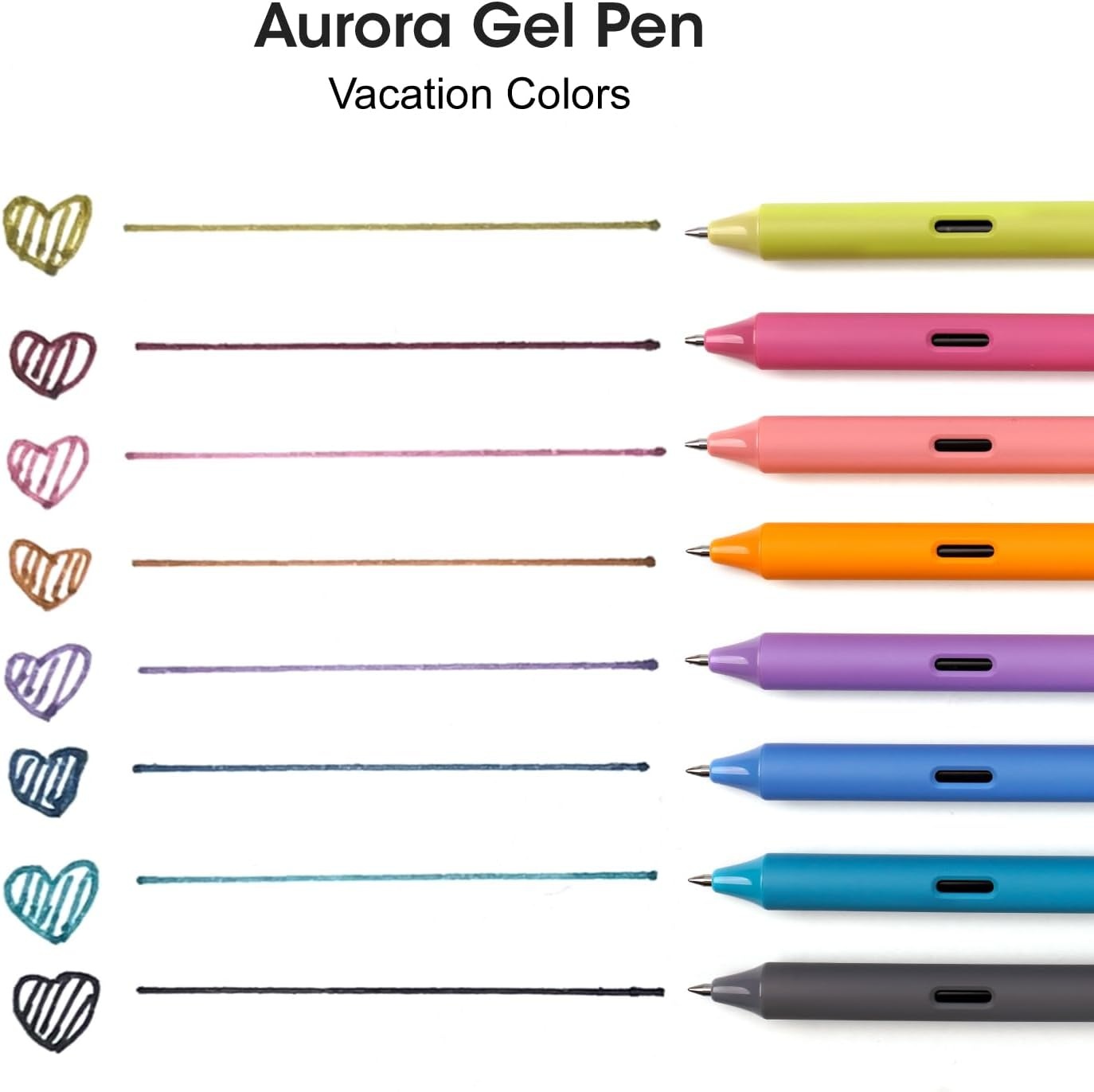 image:imageWRITECH Gel Pens Fine Point Retractable Pen 8ct Vintage Ink Colors 05mm Multi Colored for Smooth Writing Journaling Assorted Coloring Note Taking No Bleed amp Smear amp Smudge Vacation Set