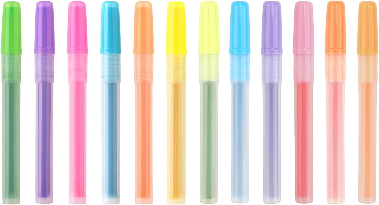 image:imageWRITECH Highlighter Refills Assorted Colors Chisel Tip No Smear 12ct NeutralNeonPastel