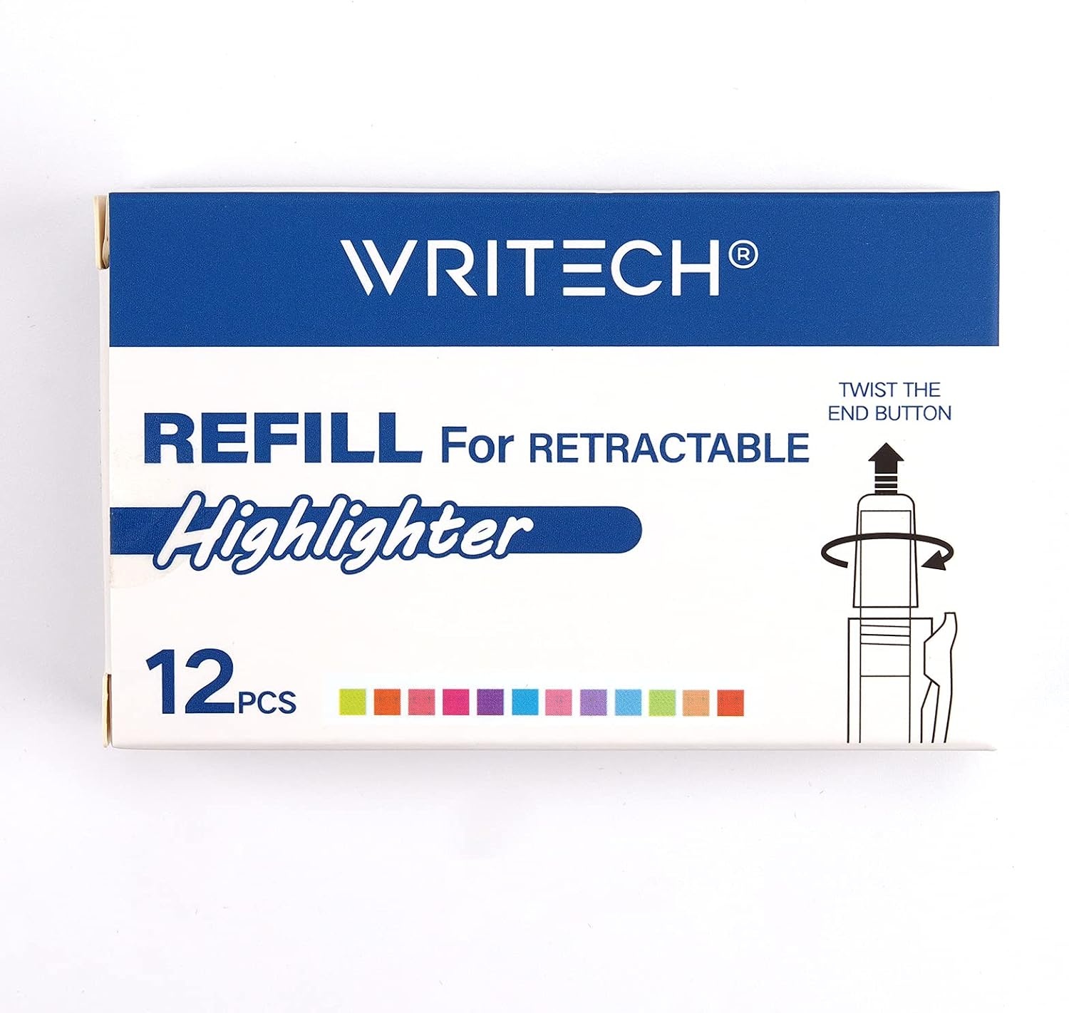 image:imageWRITECH Highlighter Refills Assorted Colors Chisel Tip No Smear 12ct NeutralNeonPastel