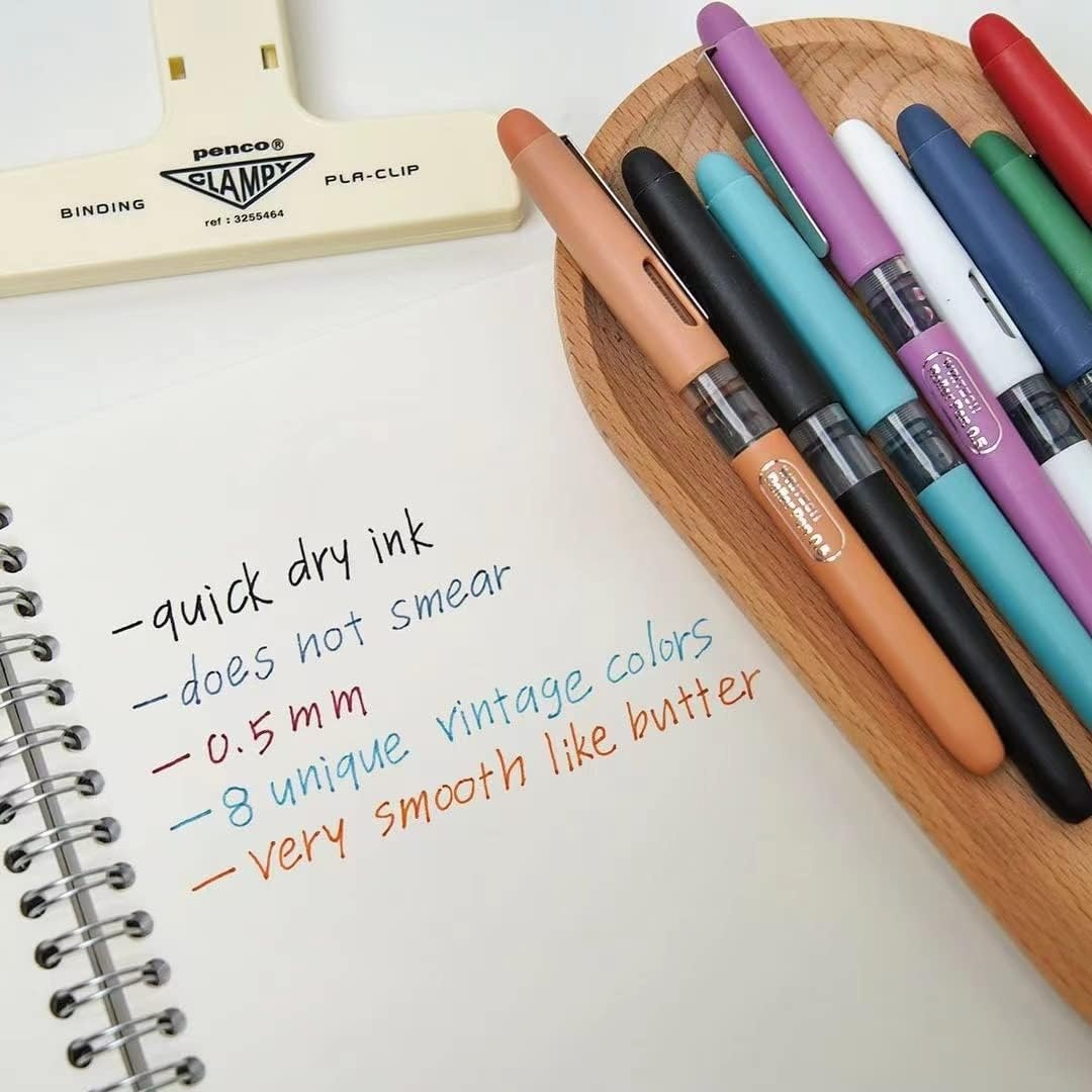 image:imageWRITECH Liquid Ink Rollerball 05mm Extra Fine Point Smooth Writing Quick Dry Roller Pens 8 Assorted Colors for Journaling Drawing amp Sketching VintageVintage