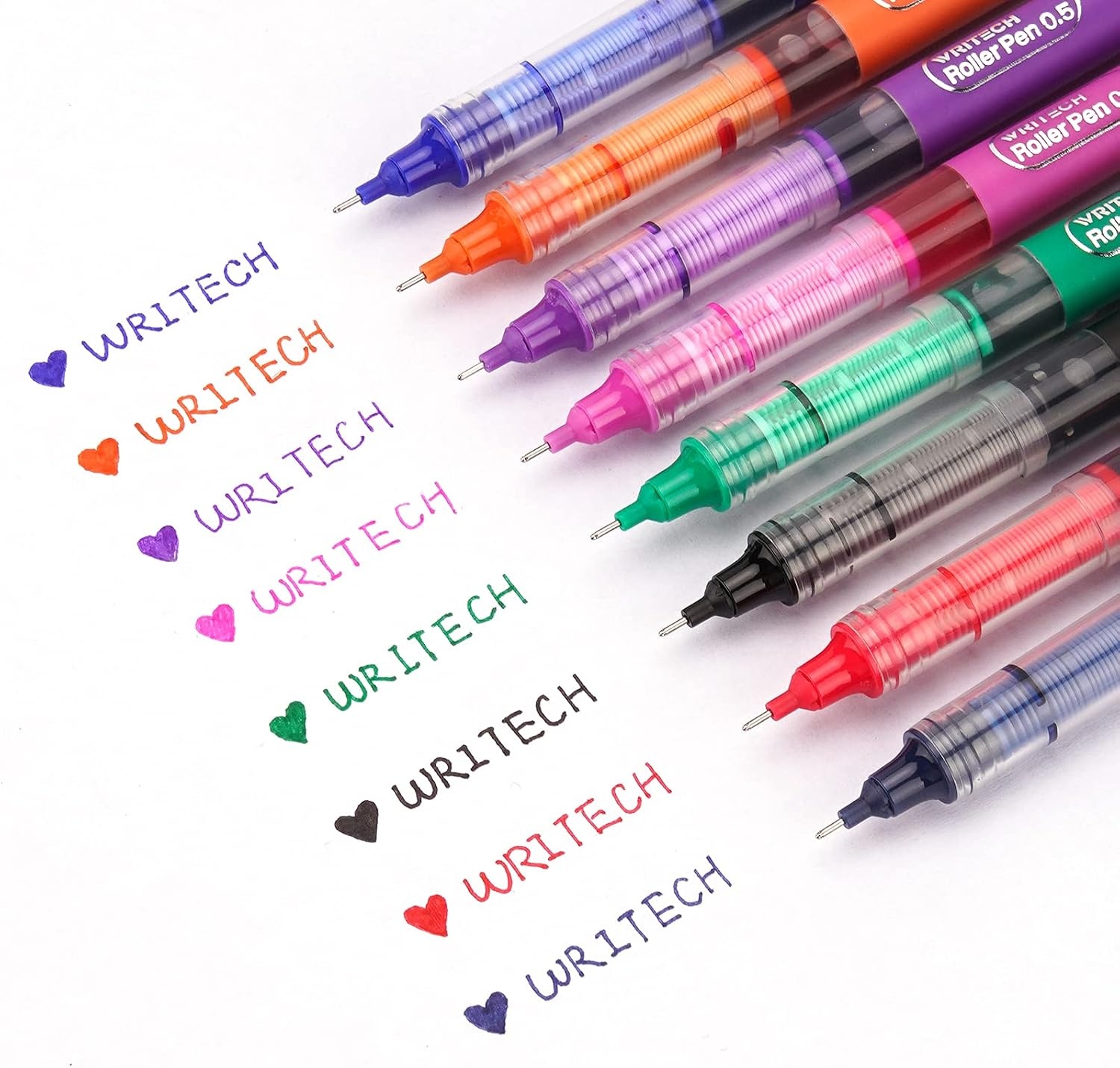 image:imageWRITECH Liquid Ink Rollerball 05mm Extra Fine Point Smooth Writing Quick Dry Roller Pens 8 Assorted Colors for Journaling Drawing amp Sketching VintageMulticolor