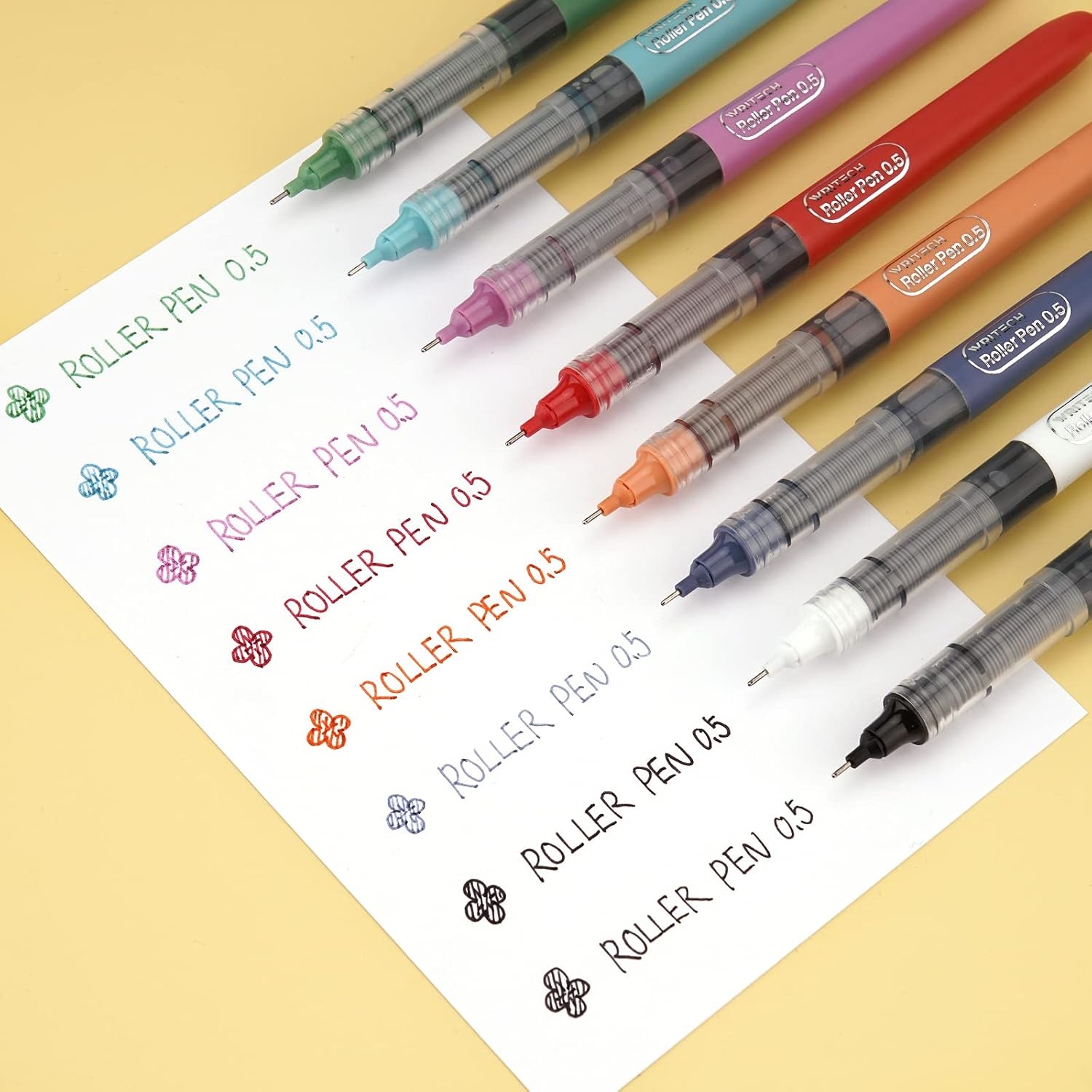 image:imageWRITECH Liquid Ink Rollerball 05mm Extra Fine Point Smooth Writing Quick Dry Roller Pens 8 Assorted Colors for Journaling Drawing amp Sketching VintageVintage
