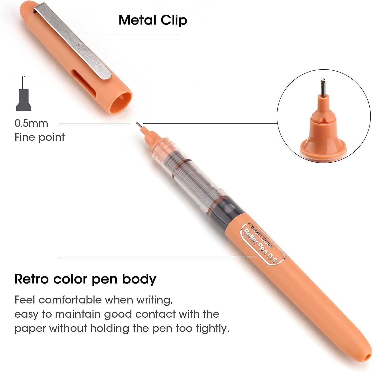 image:imageWRITECH Liquid Ink Rollerball 05mm Extra Fine Point Smooth Writing Quick Dry Roller Pens 8 Assorted Colors for Journaling Drawing amp Sketching VintageVintage