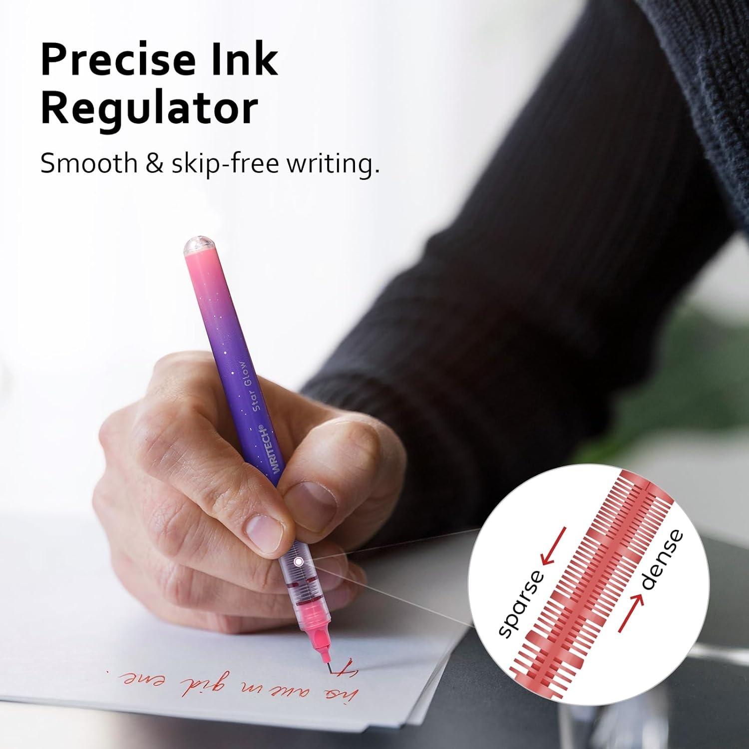 image:imageWRITECH Liquid Ink Rollerball Pens Multi Colored 05mm Extra Fine Point Tip Rolling Roller Ball Pen 8ct Assorted Colors for Journaling Smooth Writing Note Taking No Bleed amp Smudge amp SmearVivid Color 07mm 8ct
