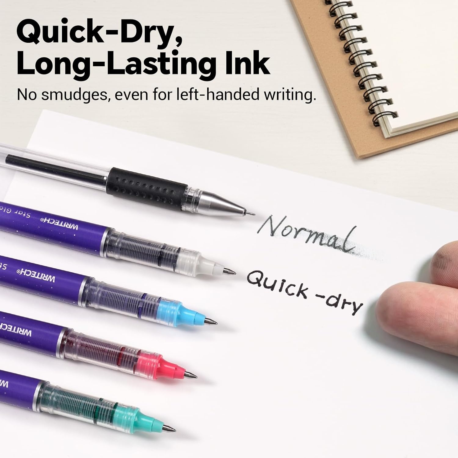 image:imageWRITECH Liquid Ink Rollerball Pens Multi Colored 05mm Extra Fine Point Tip Rolling Roller Ball Pen 8ct Assorted Colors for Journaling Smooth Writing Note Taking No Bleed amp Smudge amp SmearVivid Color 07mm 8ct