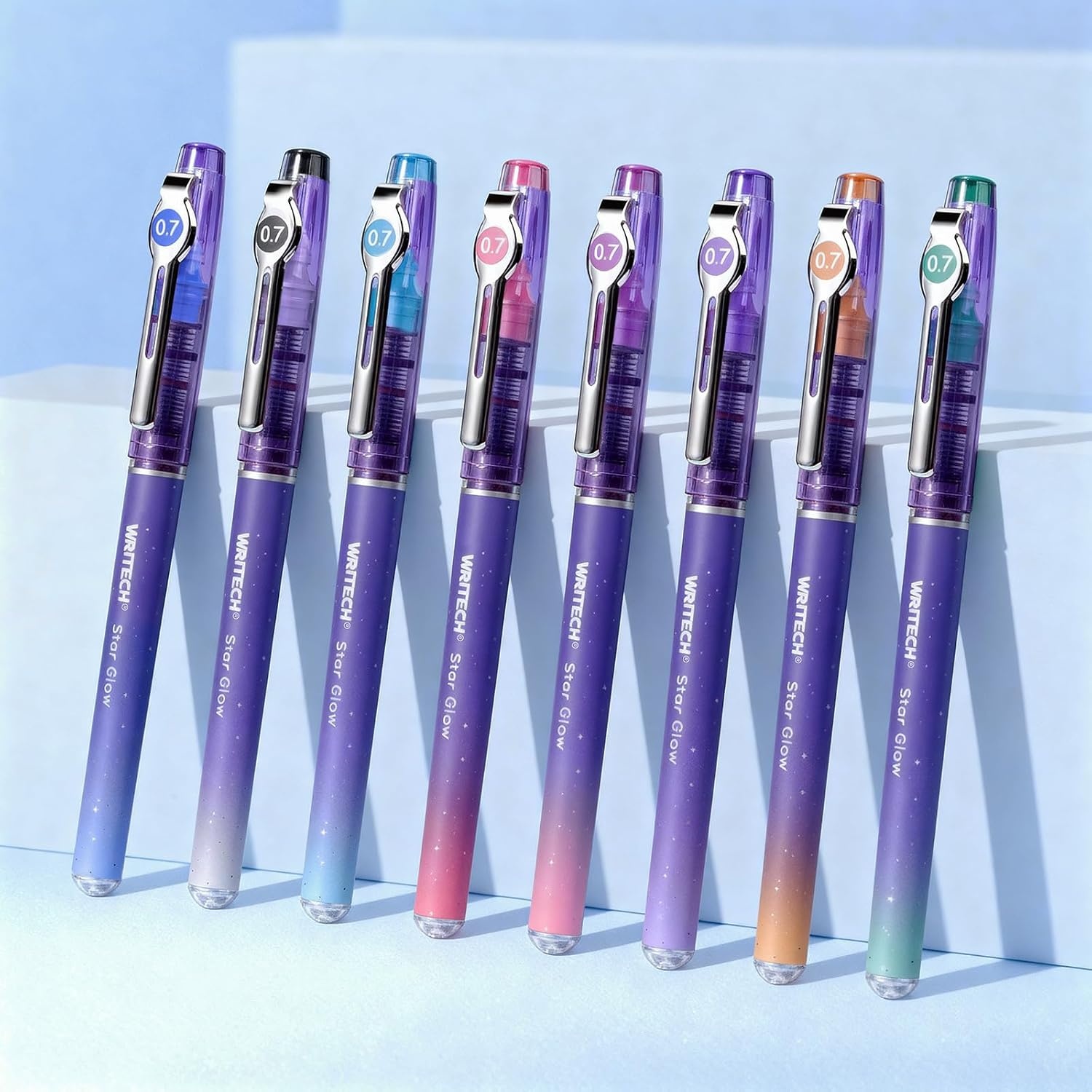 image:imageWRITECH Liquid Ink Rollerball Pens Multi Colored 05mm Extra Fine Point Tip Rolling Roller Ball Pen 8ct Assorted Colors for Journaling Smooth Writing Note Taking No Bleed amp Smudge amp SmearVivid Color 07mm 8ct