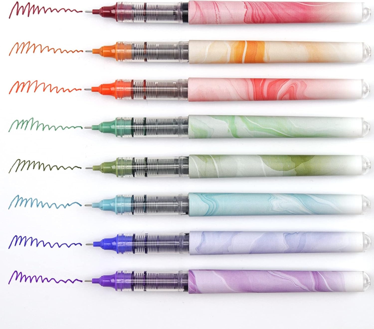 image:imageWRITECH Liquid Ink Rollerball Pens Multi Colored 05mm Extra Fine Point Tip Rolling Roller Ball Pen 8ct Assorted Colors for Journaling Smooth Writing Note Taking No Bleed amp Smudge amp SmearAssorted Colors 05mm 8ct