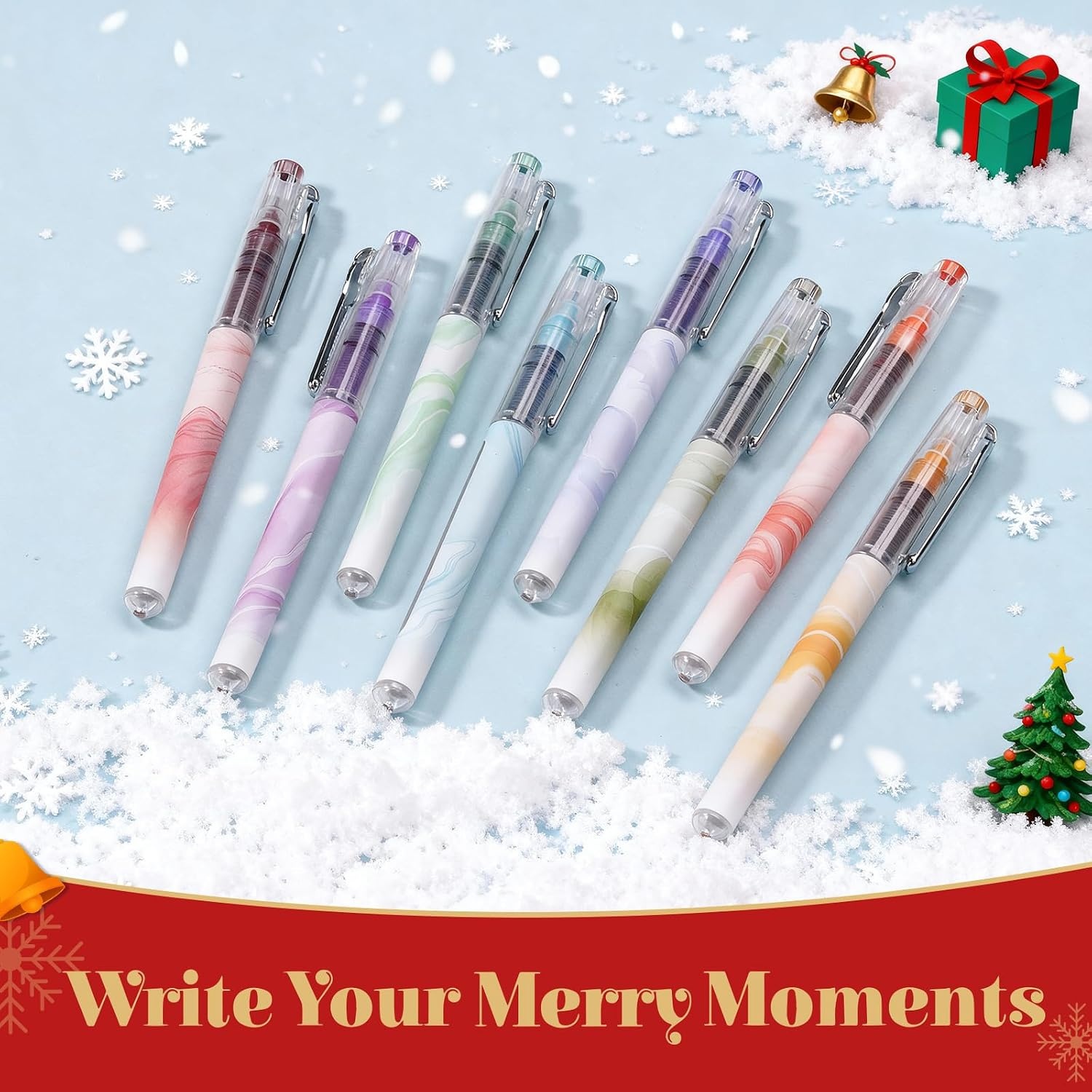 image:imageWRITECH Liquid Ink Rollerball Pens Multi Colored 05mm Extra Fine Point Tip Rolling Roller Ball Pen 8ct Assorted Colors for Journaling Smooth Writing Note Taking No Bleed amp Smudge amp SmearAssorted Colors 05mm 8ct