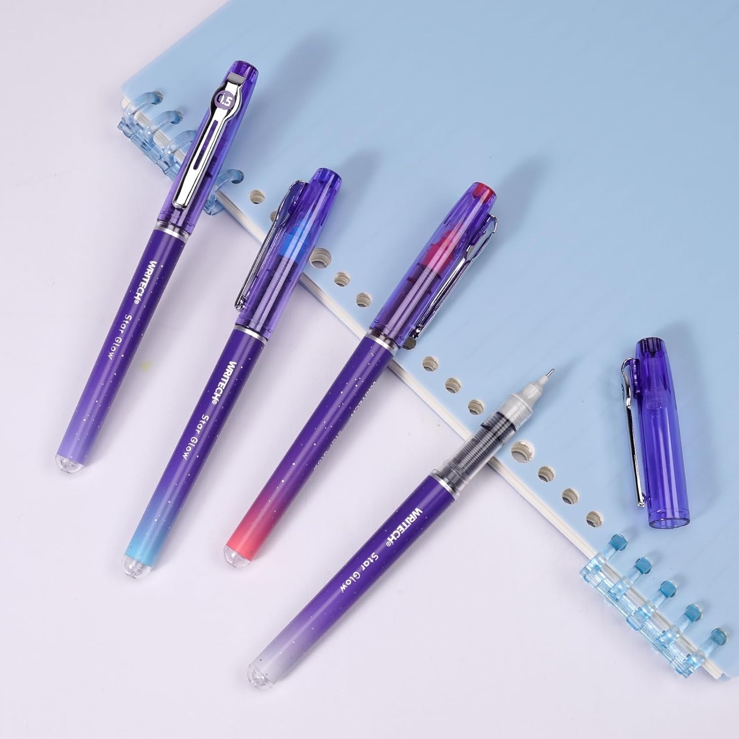 image:imageWRITECH Liquid Ink Rollerball Pens Multi Colored 05mm Extra Fine Point Tip Rolling Roller Ball Pen 8ct Assorted Colors for Journaling Smooth Writing Note Taking No Bleed amp Smudge amp SmearVivid Color 05mm 4 Pcs