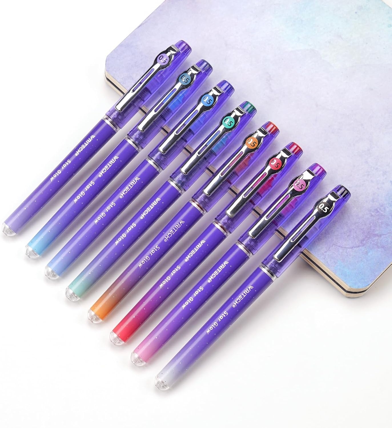image:imageWRITECH Liquid Ink Rollerball Pens Multi Colored 05mm Extra Fine Point Tip Rolling Roller Ball Pen 8ct Assorted Colors for Journaling Smooth Writing Note Taking No Bleed amp Smudge amp SmearVivid Color 05mm 8ct
