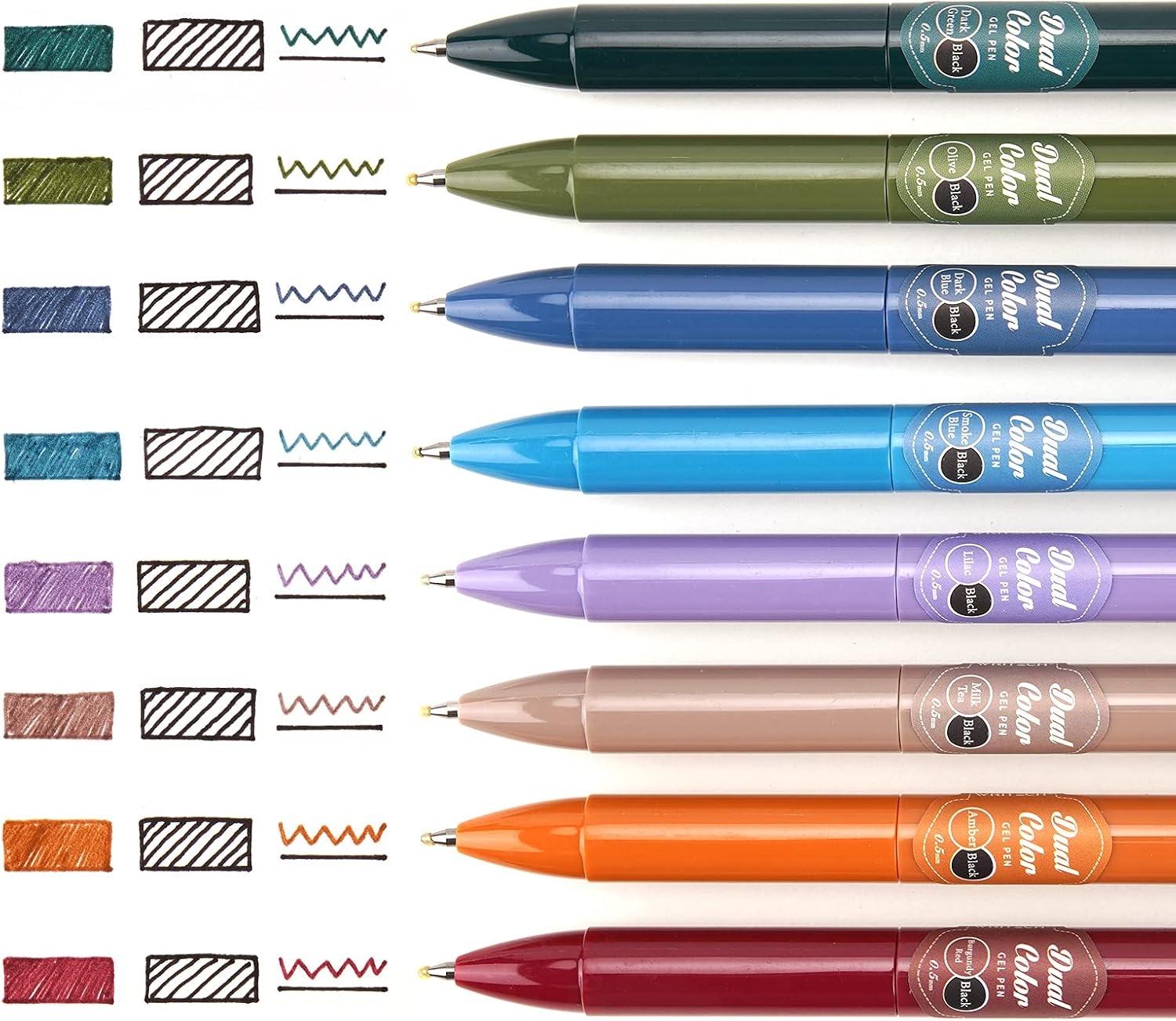 image:imageWRITECH Multi Colored Gel Pens 05mm 2 in 1 Assorted Color Ink Fine Point Tip Aesthetic Retractable Pen Smooth Writing No Bleed For Journaling Coloring Drawing 8ctVintageBlack