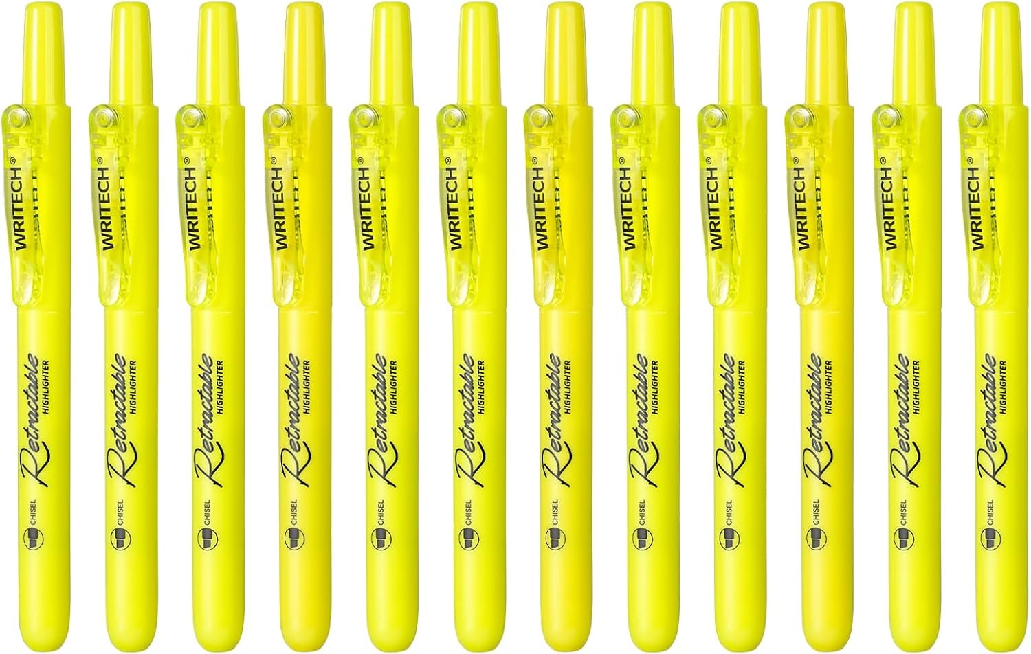 image:imageWRITECH Retractable Bible Highlighters Assorted Pastel Colors No Bleed Aesthetic Marker Pen Chisel Tip 12 PackYellow