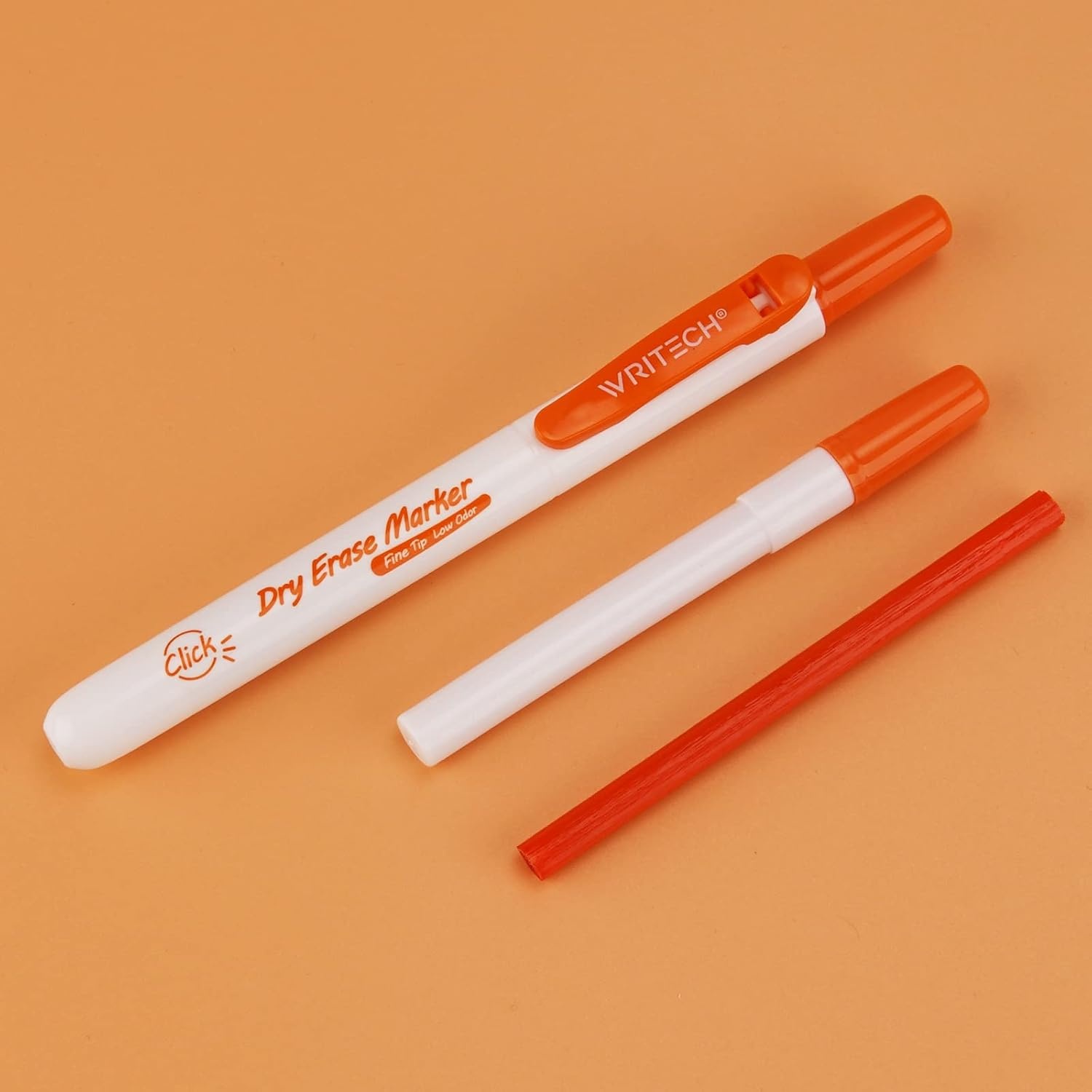 image:imageWRITECH Retractable Dry Erase Markers Fine Point Clickable Colored Ink Marker Low Odor Erasable Thin Tip Refillable Multicolor Whiteboard Marker Pen Set 6ct No Smear Bleed1 Count Pack of 12