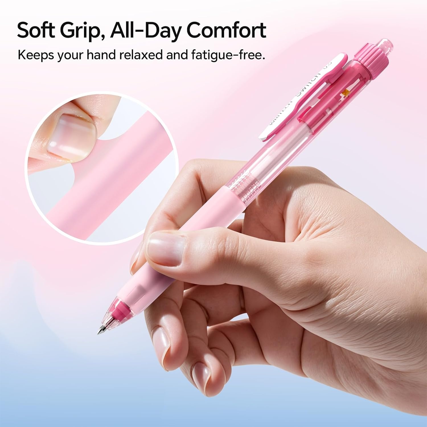 image:imageWRITECH Retractable Gel Ink Pens 05mm BlackInk Switch Between Silent and Clicky Soft Grip Fine Point Pen for Journaling Smooth Writing Quickdry No Bleed 10ctBlackB