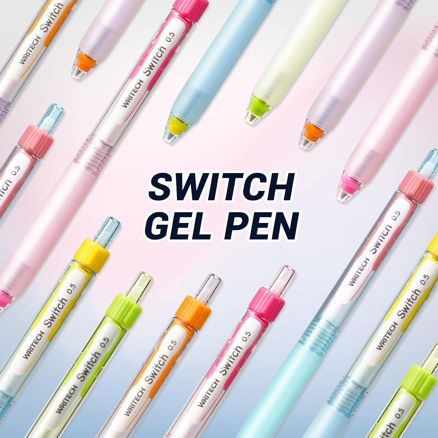 image:imageWRITECH Retractable Gel Ink Pens 05mm BlackInk Switch Between Silent and Clicky Soft Grip Fine Point Pen for Journaling Smooth Writing Quickdry No Bleed 10ctBlackA