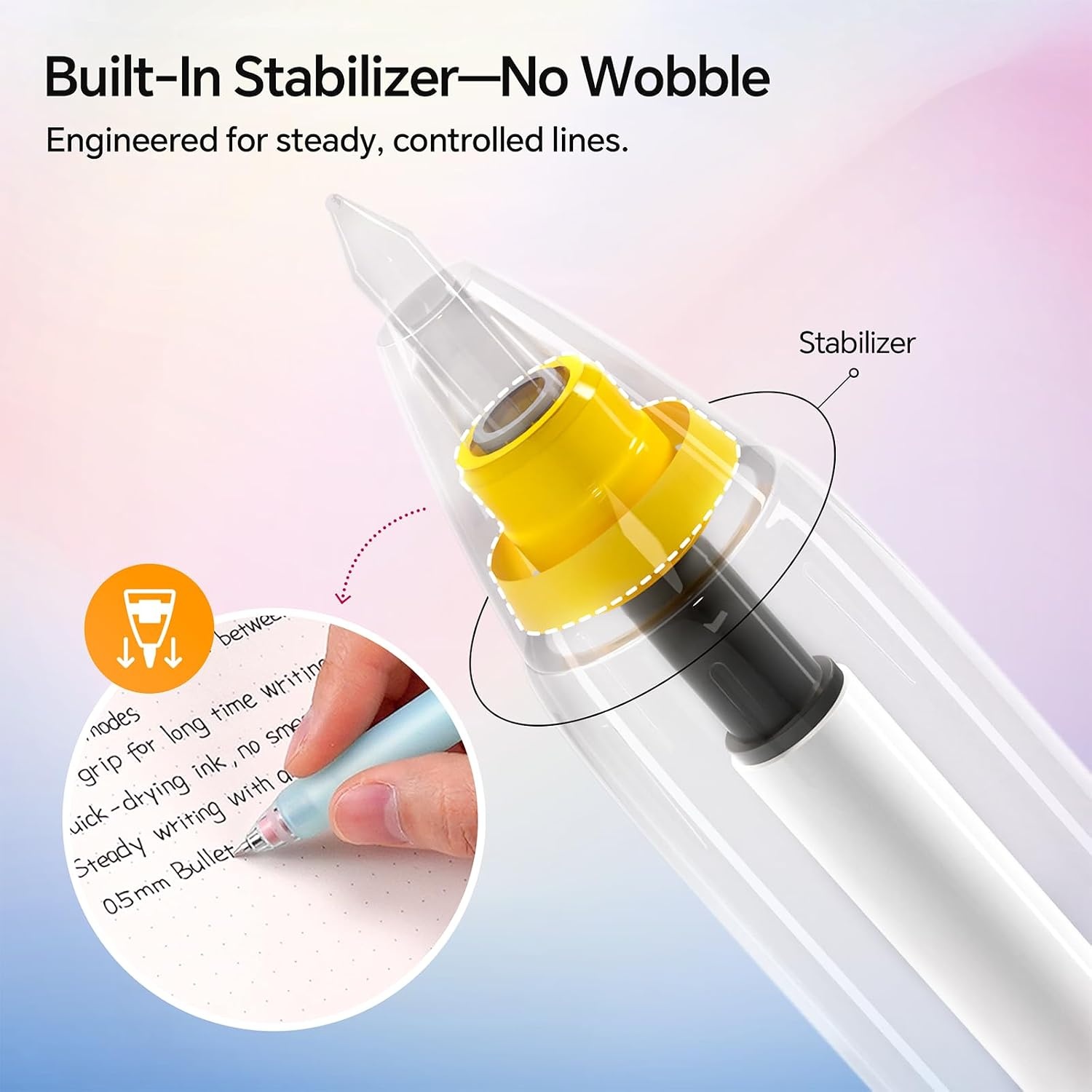 image:imageWRITECH Retractable Gel Ink Pens 05mm BlackInk Switch Between Silent and Clicky Soft Grip Fine Point Pen for Journaling Smooth Writing Quickdry No Bleed 10ctBlackB