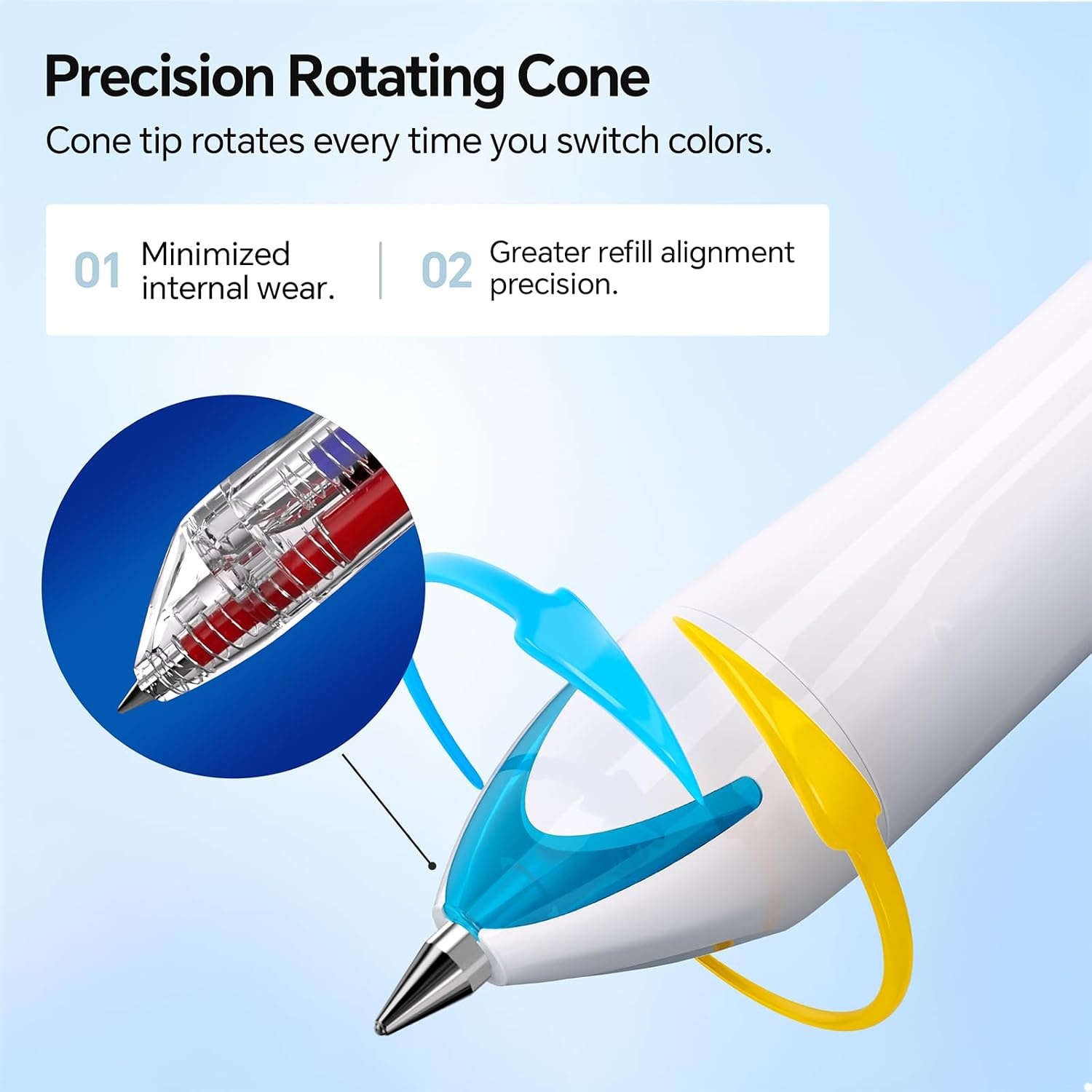 image:imageWRITECH Retractable Gel Ink Pens 05mm Fine Point 3 in 1 Multi Colored Pen Black Blue Red 4ct with 4 Refills No Smear Assorted Colors Min 3 for Smooth Writing Journaling Drawing