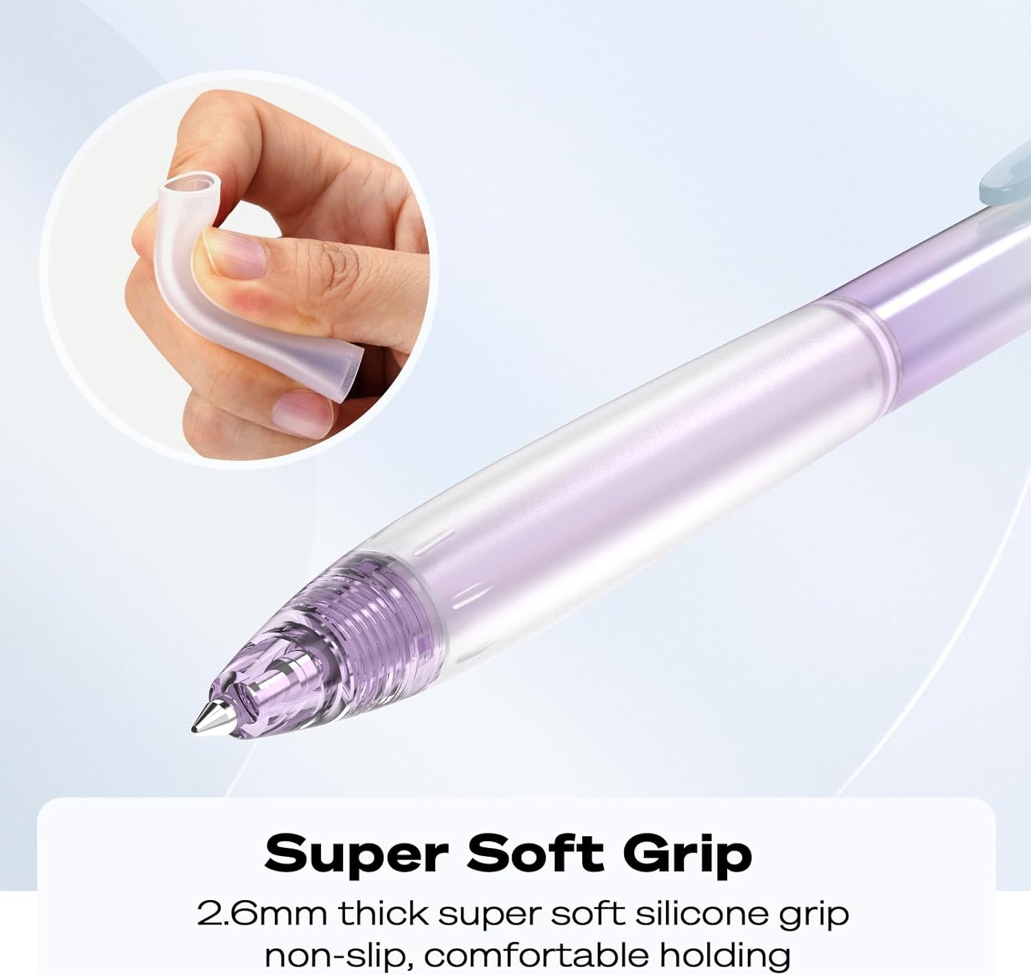 image:imageWRITECH Retractable Gel Ink Pens 07mm Fine Point BlackInk Aesthetic Gradient Color Barrel Soft Grip Medium Point Pen 5ct with 5 Refills for Journaling Smooth Writing Quickdry No Bleed07mm Black