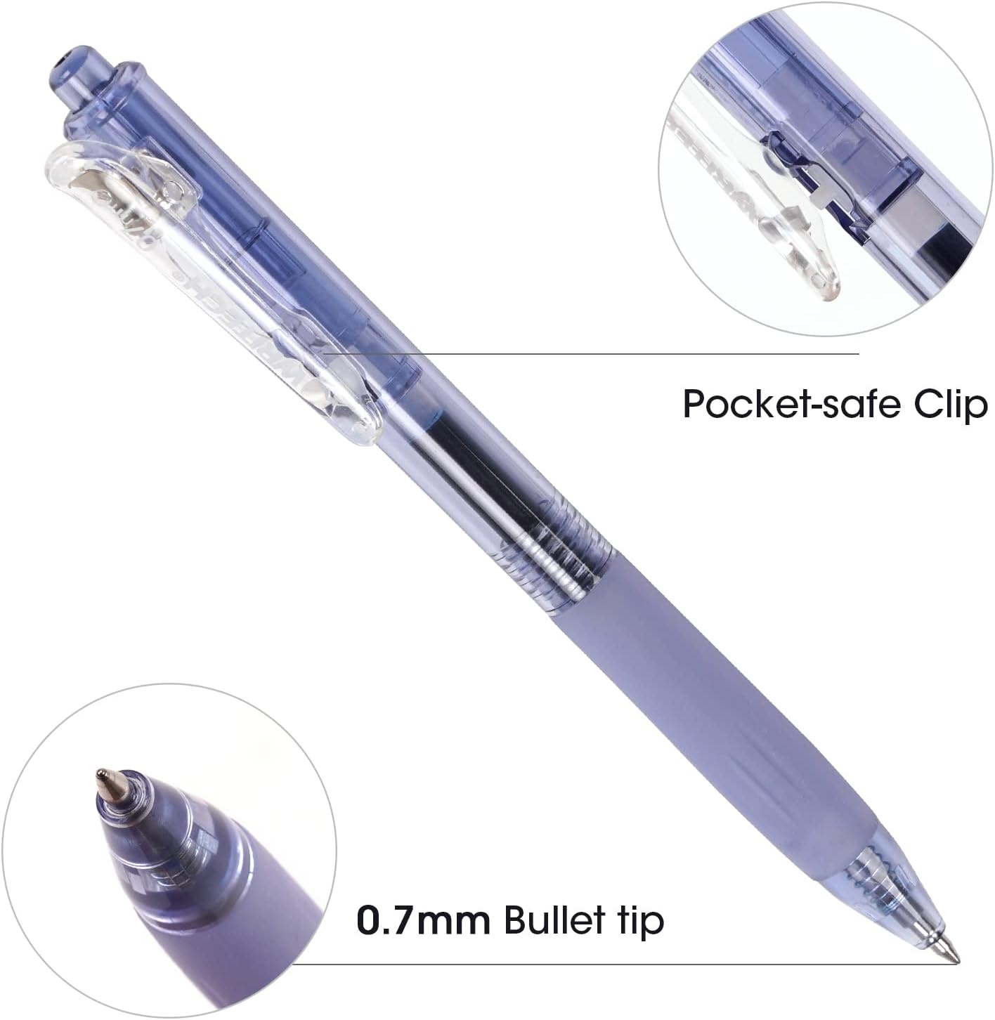 image:imageWRITECH Retractable Gel Ink Pens 07mm Medium Point BlueInk Color Pen for Journaling Smooth Writing Fine Tip Quickdry Ink No Bleed Set 10ct